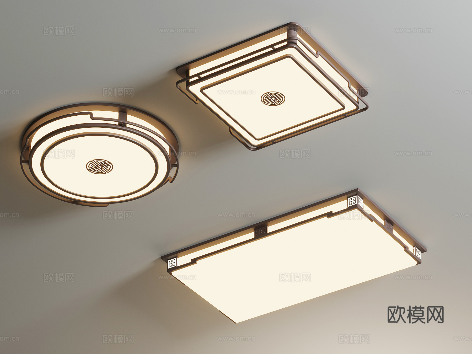 新中式吸顶灯3d模型