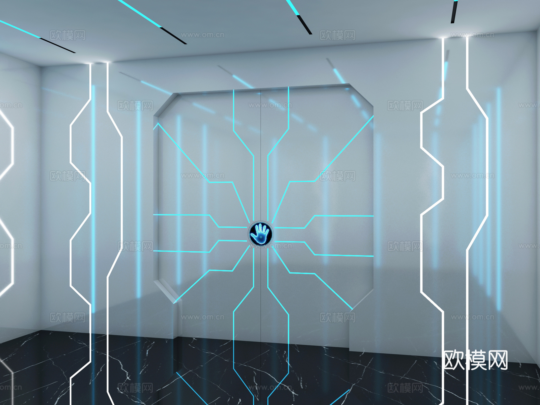 网红科技门 炫酷感应门 网吧炫酷感应门 炫酷自动门3d模型