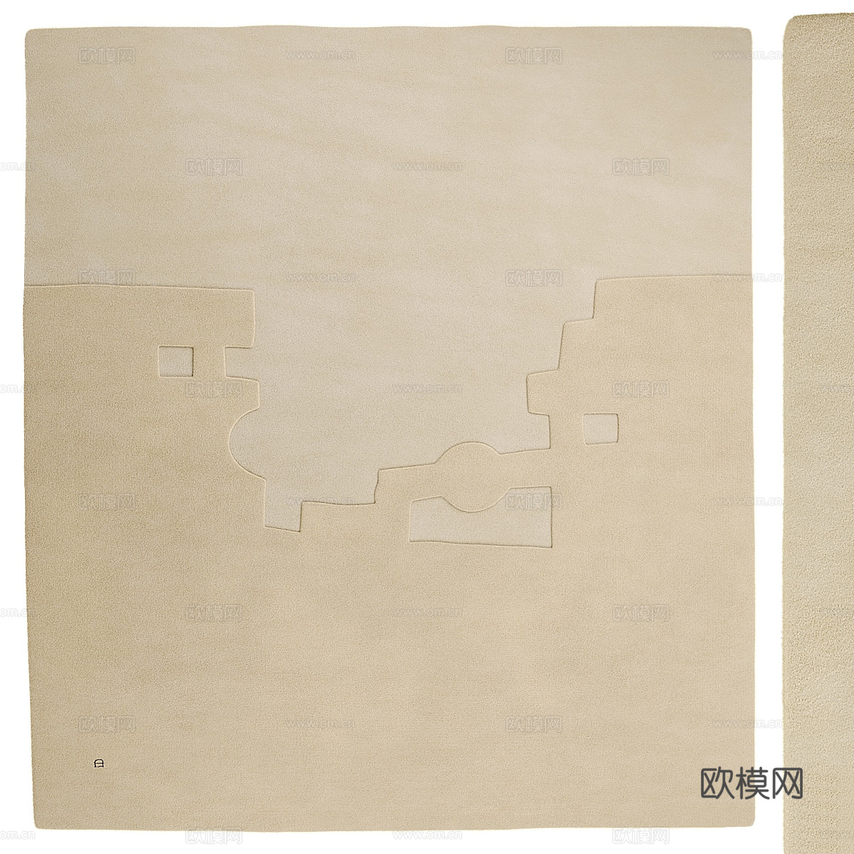 现代奶油风布艺地毯3d模型