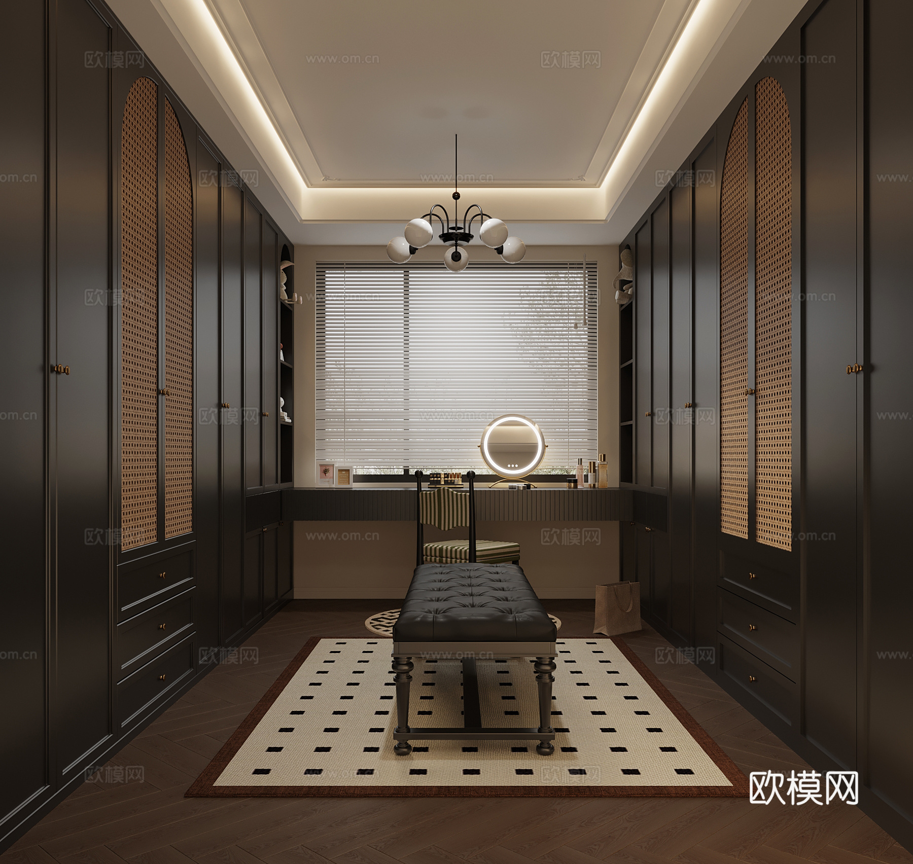法式衣帽间 衣柜3d模型