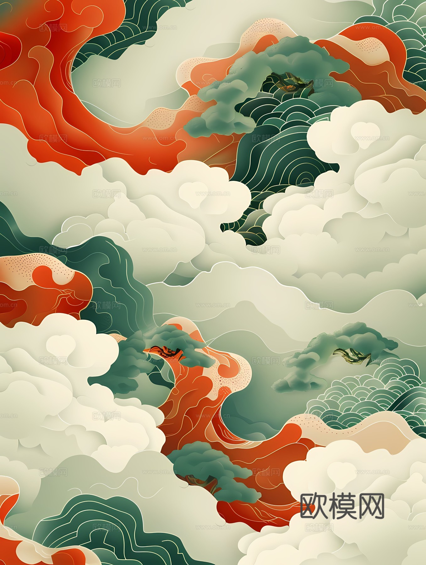 新中式国风壁纸壁画