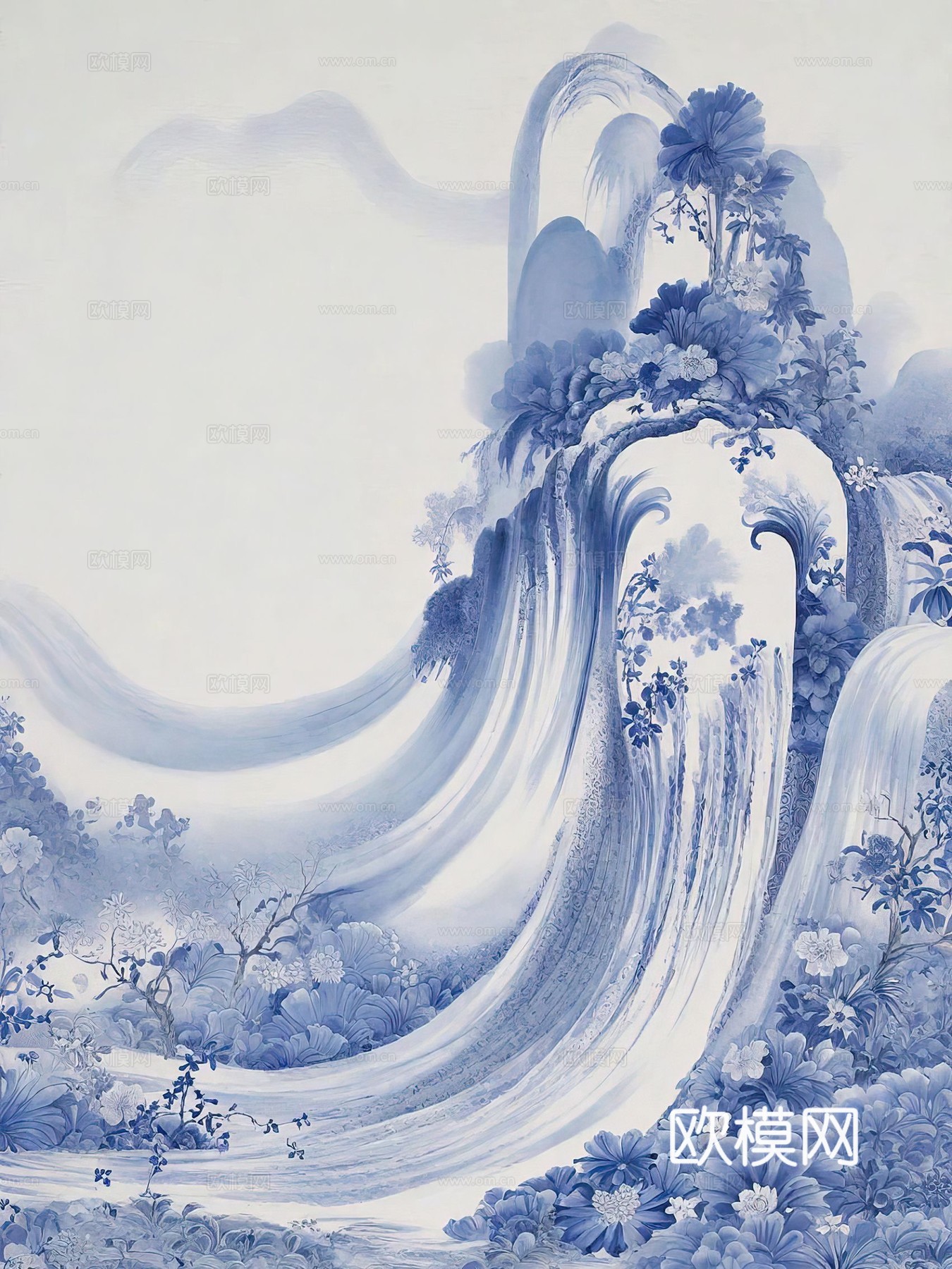 新中式国风壁纸壁画下载（渲染图4）