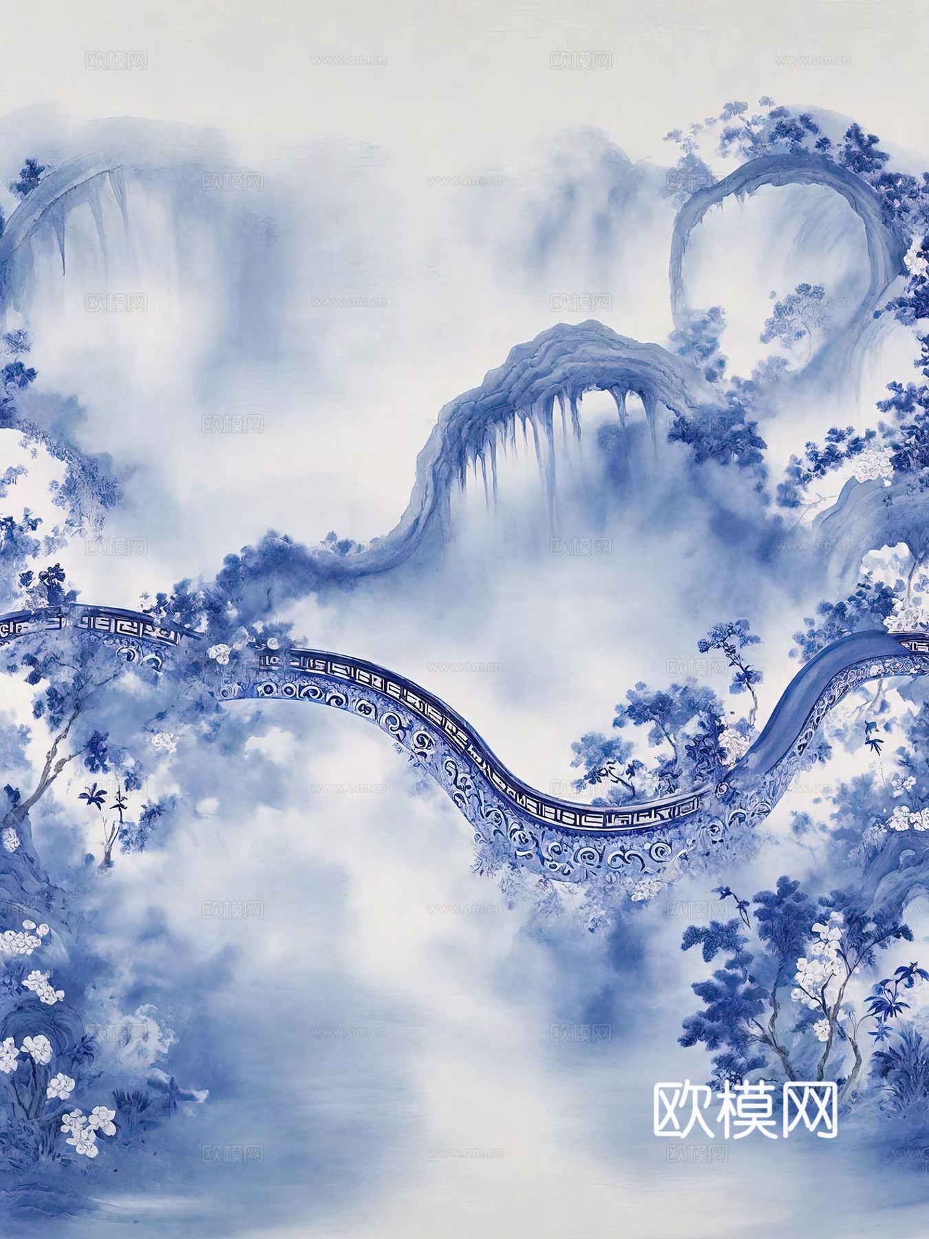 新中式国风壁纸壁画下载（渲染图6）