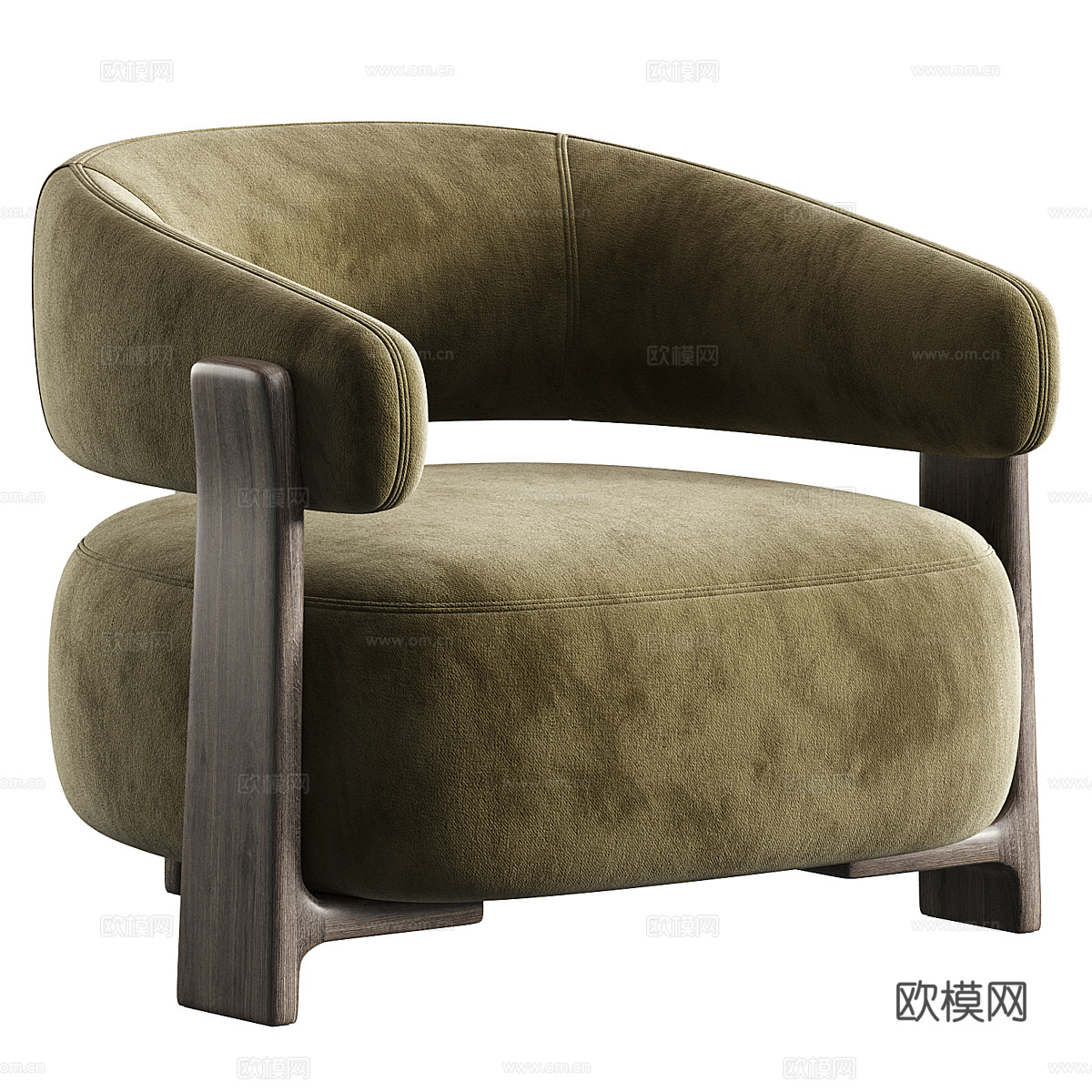 新中式布艺休闲椅3d模型