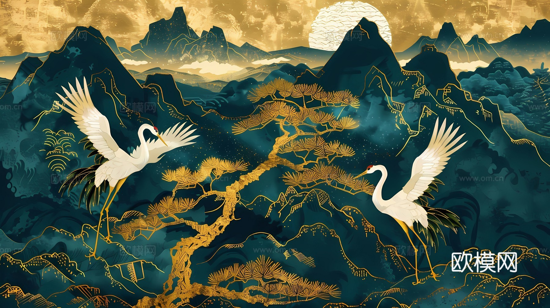 新中式国风壁纸壁画