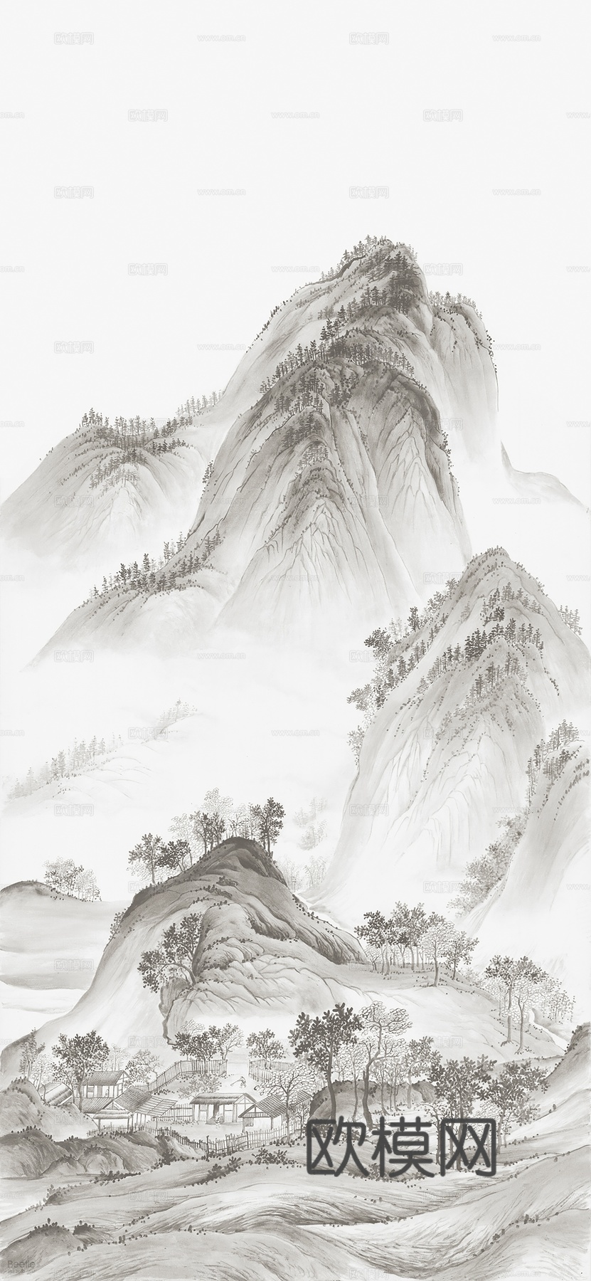 中式山水画壁画