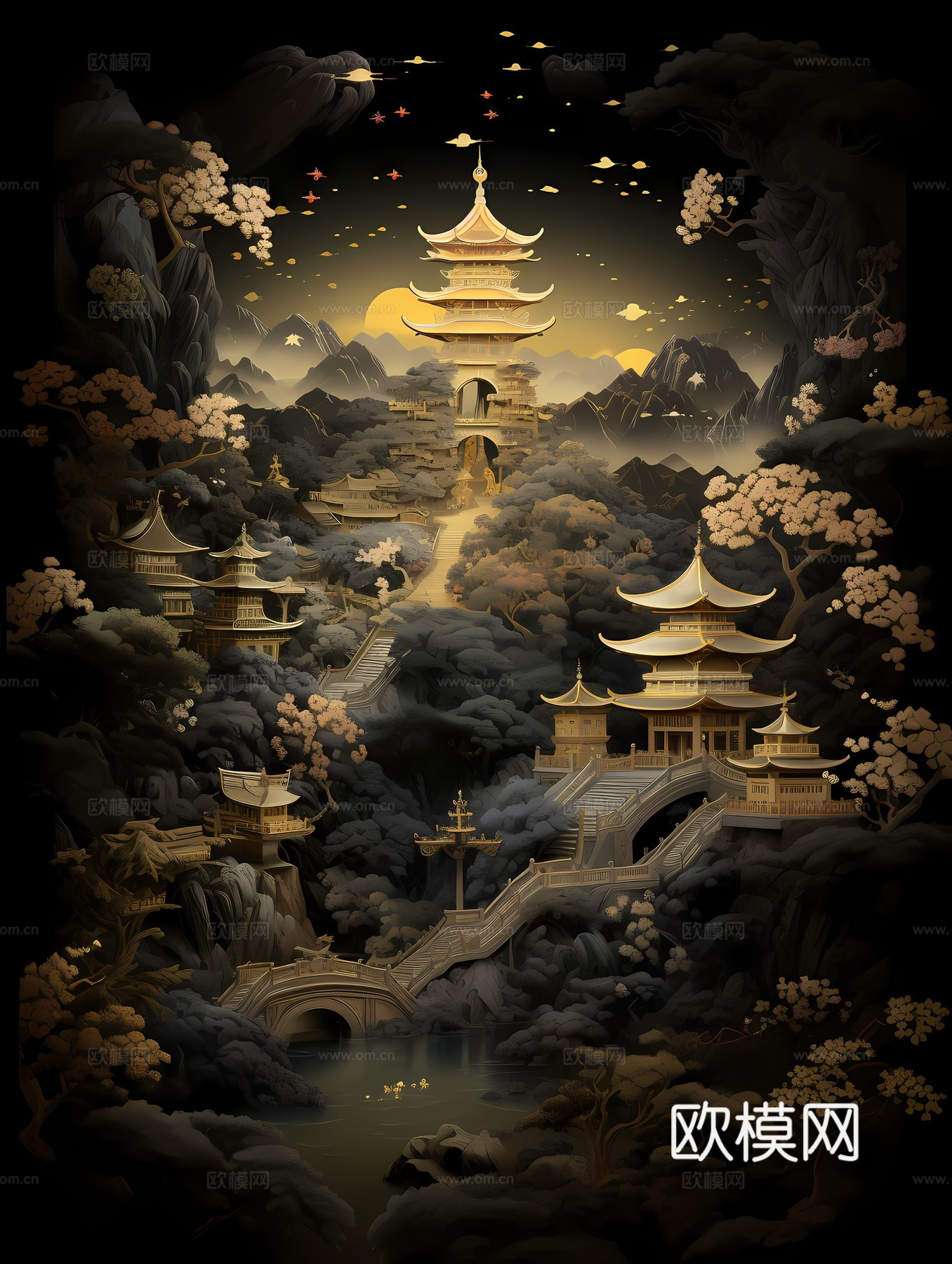 新中式国风壁纸壁画