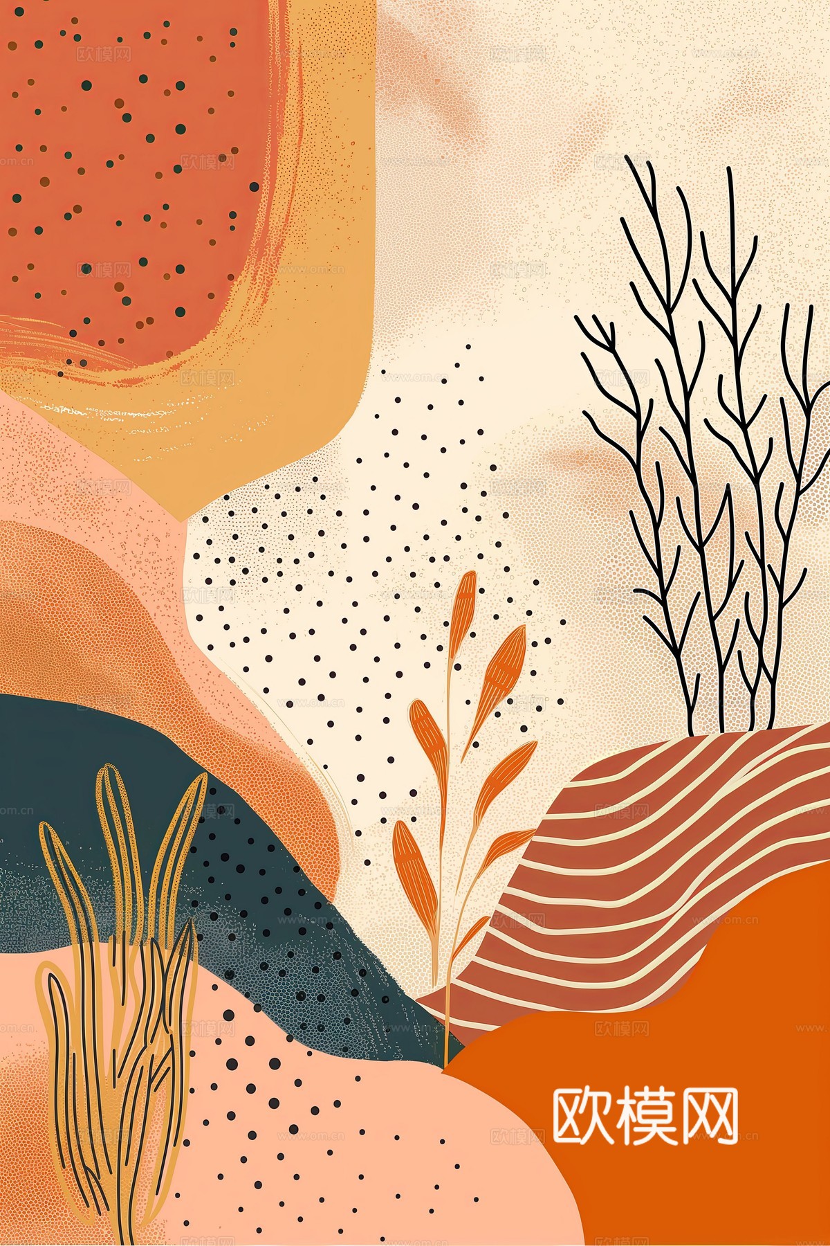 文艺小清新简约现代装饰画下载（渲染图8）