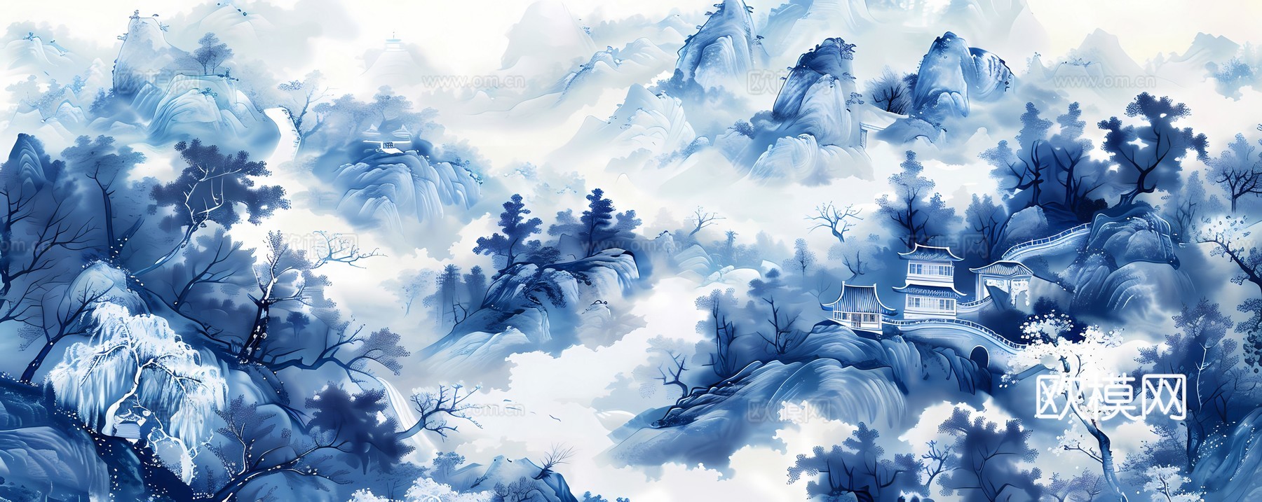 新中式国风壁纸壁画下载（渲染图1）