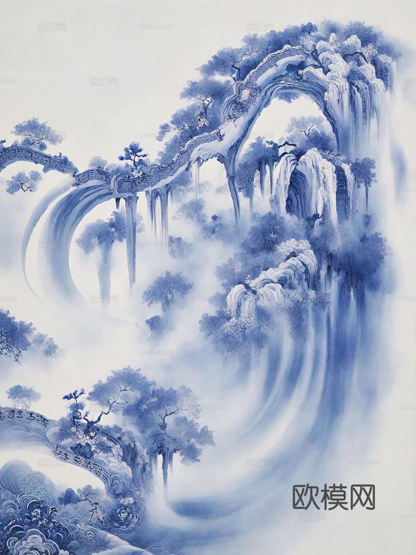 新中式国风壁纸壁画下载（渲染图3）