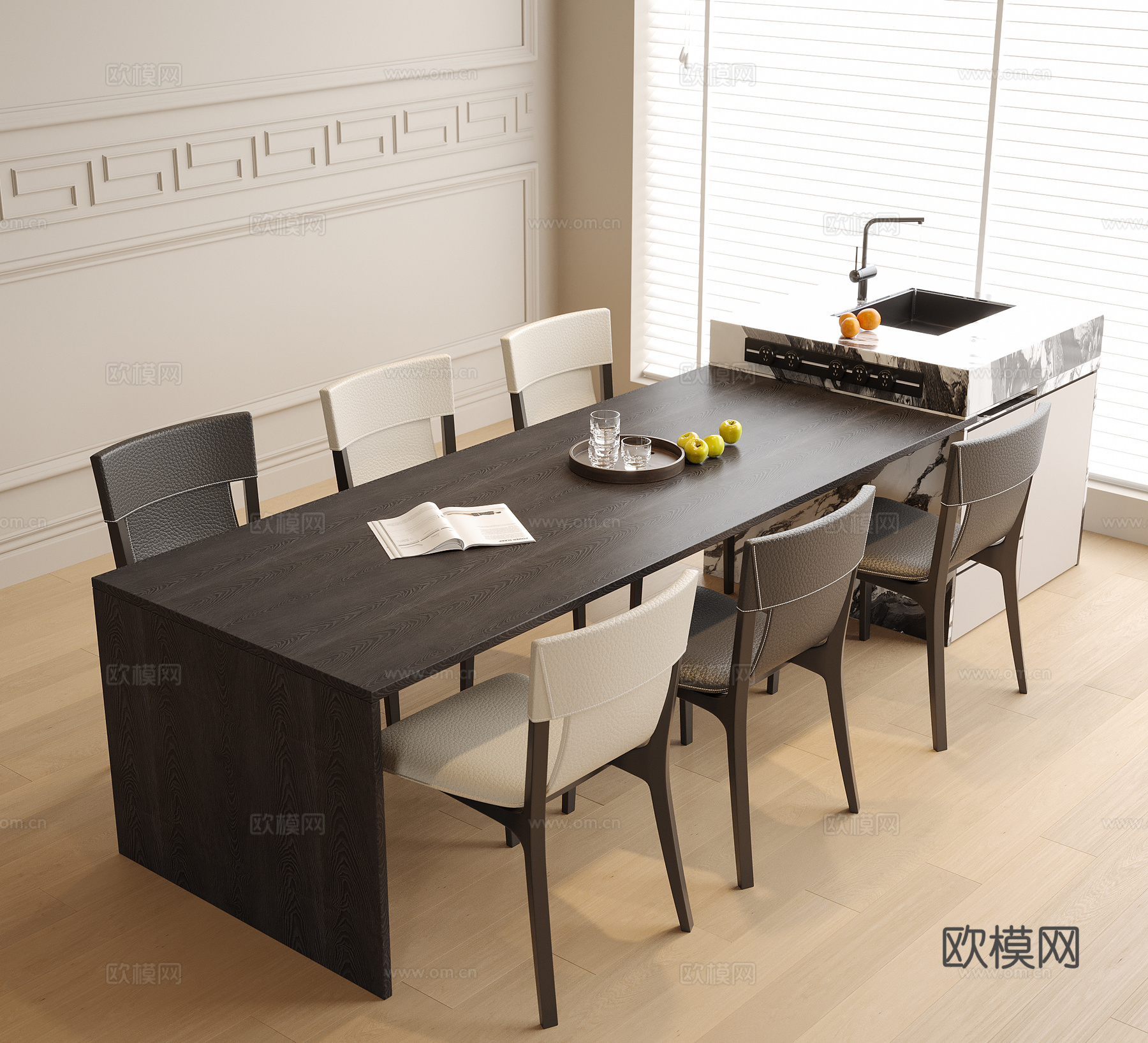 现代岛台餐桌椅 餐椅 岛台餐桌3d模型
