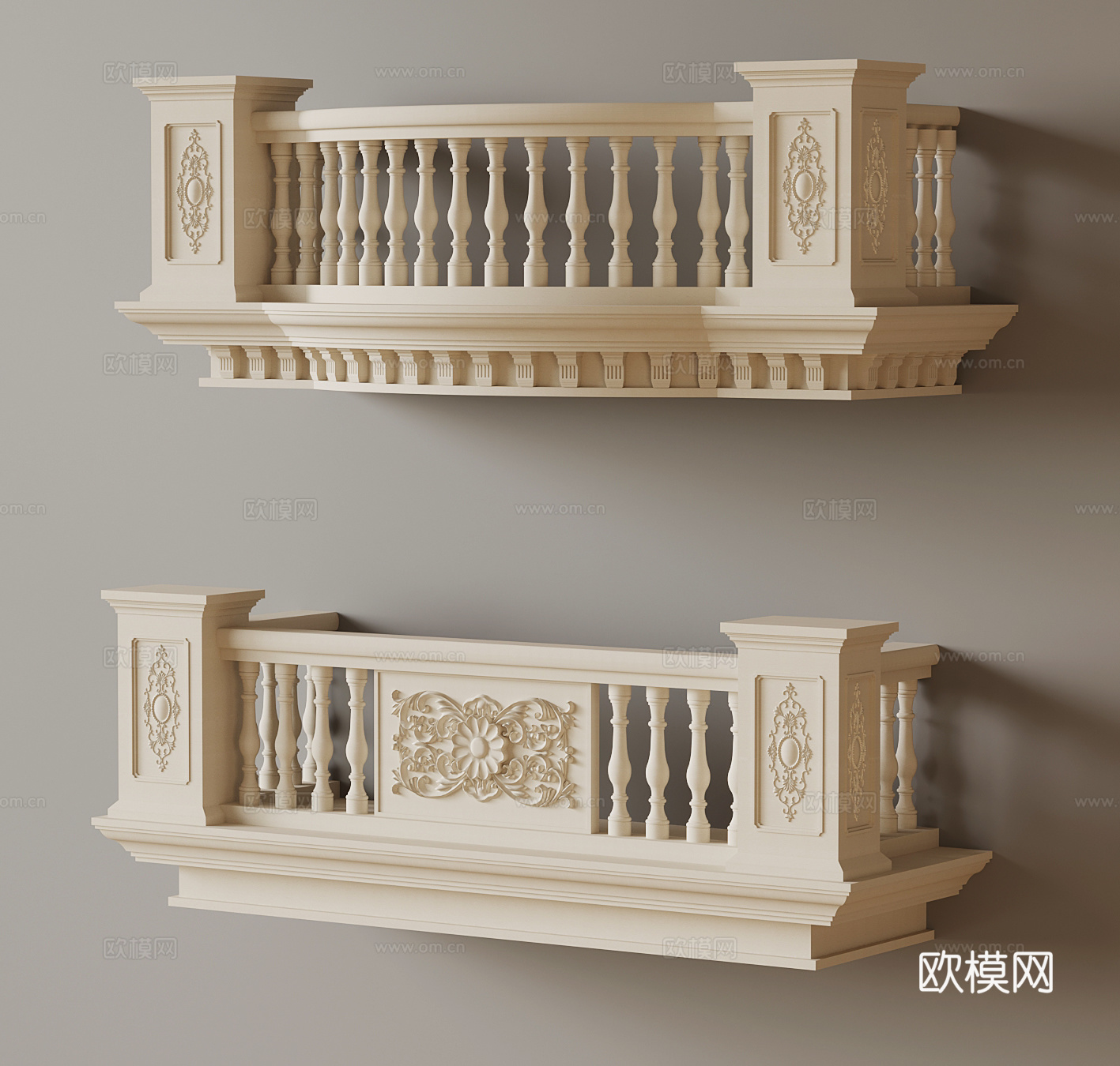 栏杆 欧式罗马柱栏杆3d模型