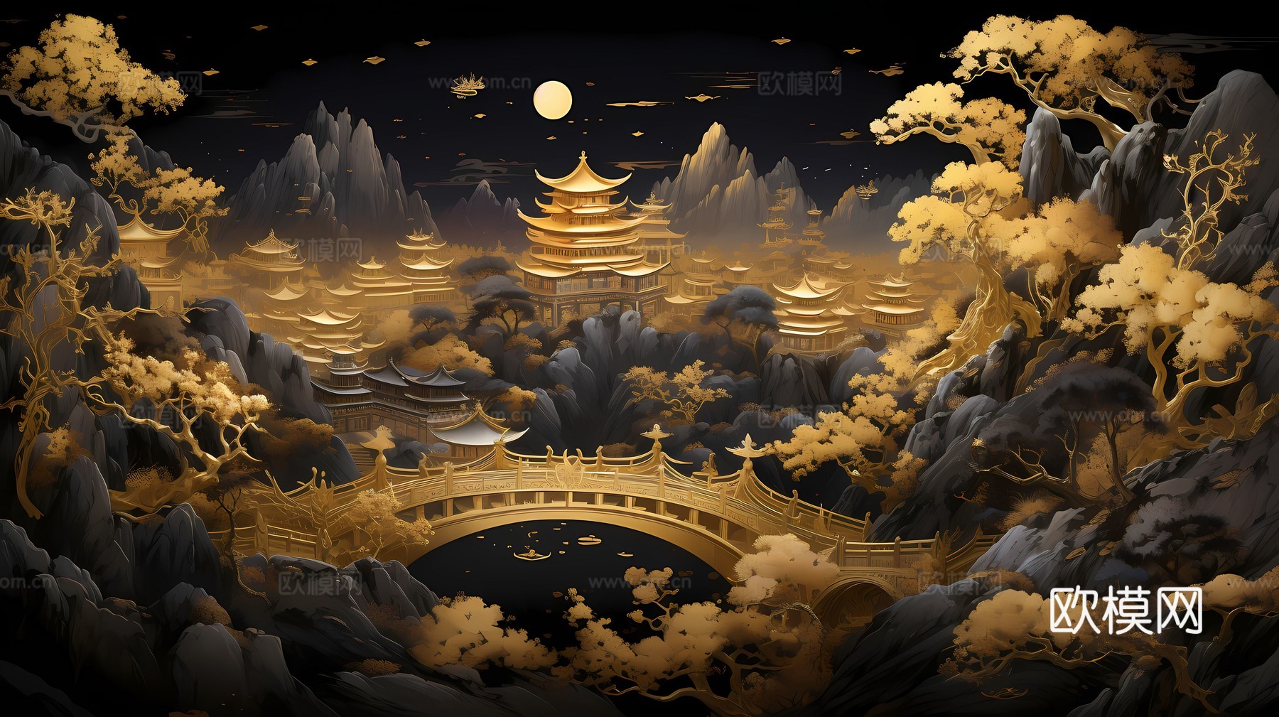 新中式国风壁纸壁画