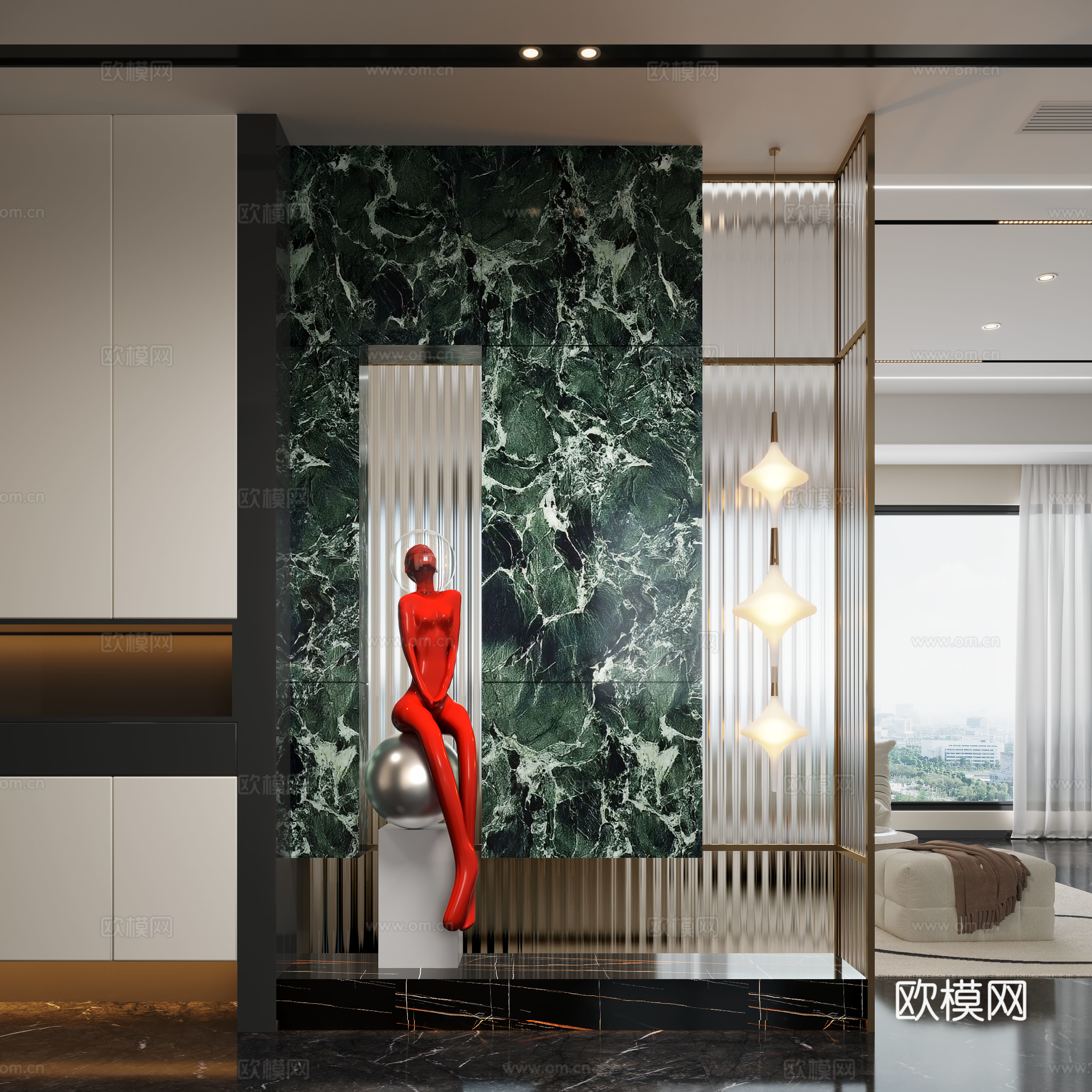 现代玄关背景墙 背景墙 装饰性玄关su模型