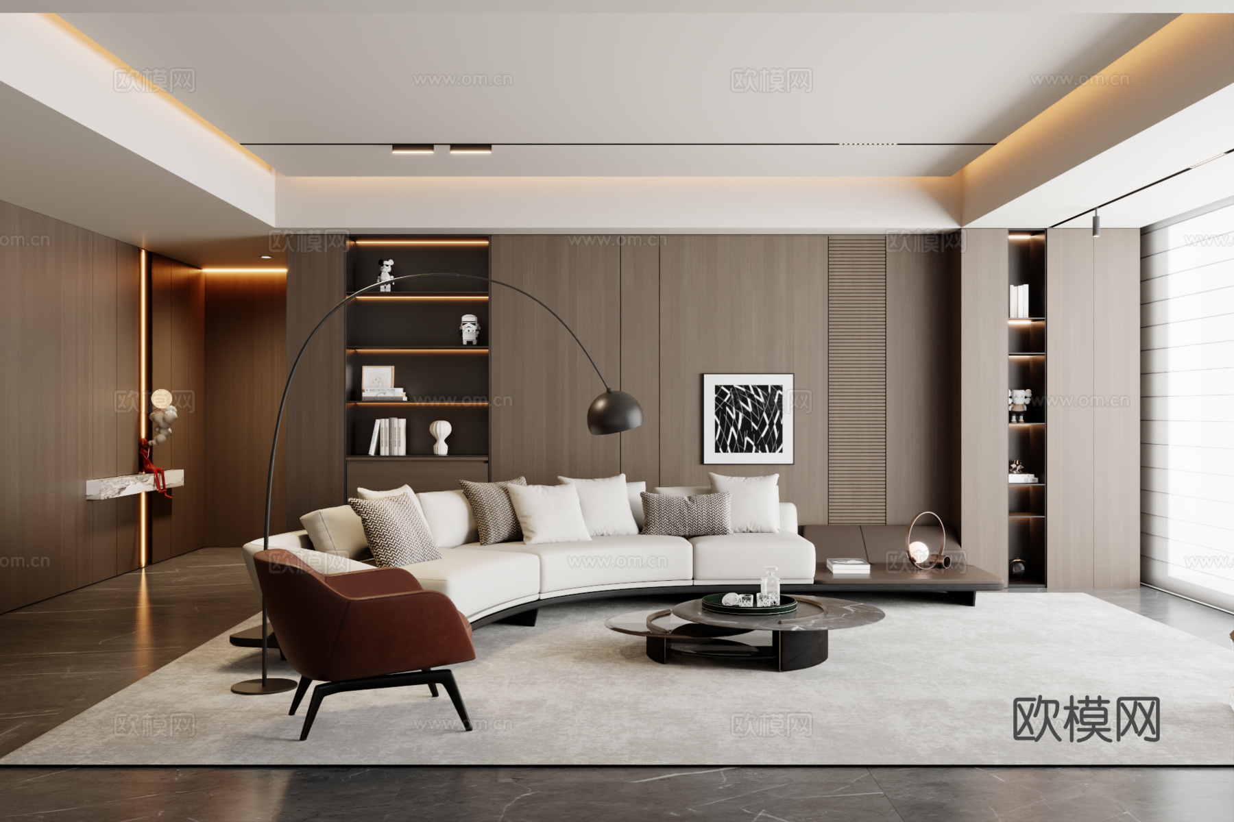 意式沙发组合 茶几 地毯3d模型下载