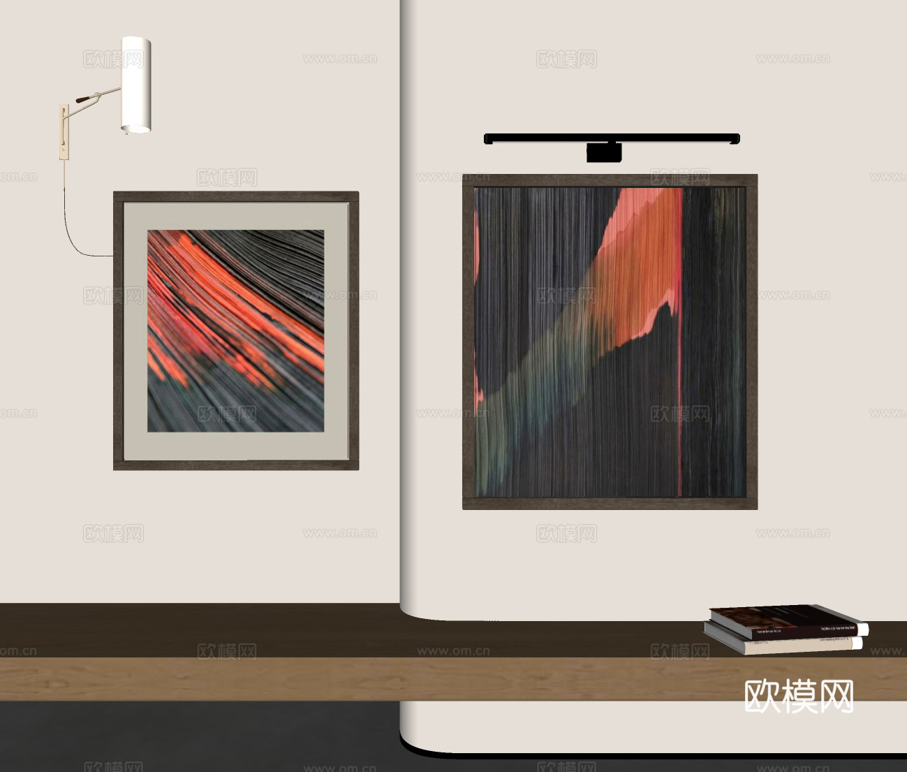 现代挂画 抽象挂画组合 抽象挂画 客厅挂画 肌理画 油画su模型