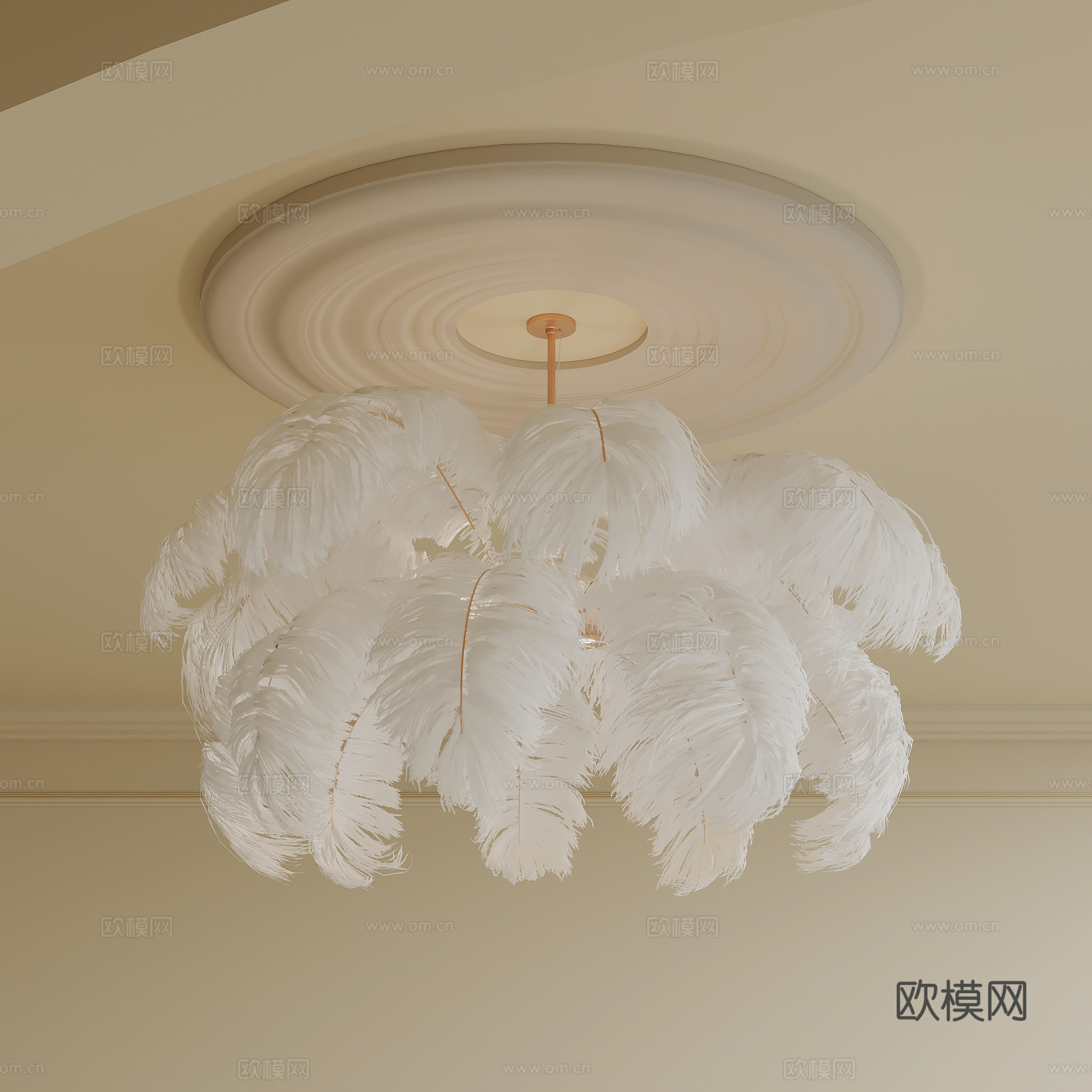奶油风吊灯 铁艺吊灯 艺术吊灯su模型