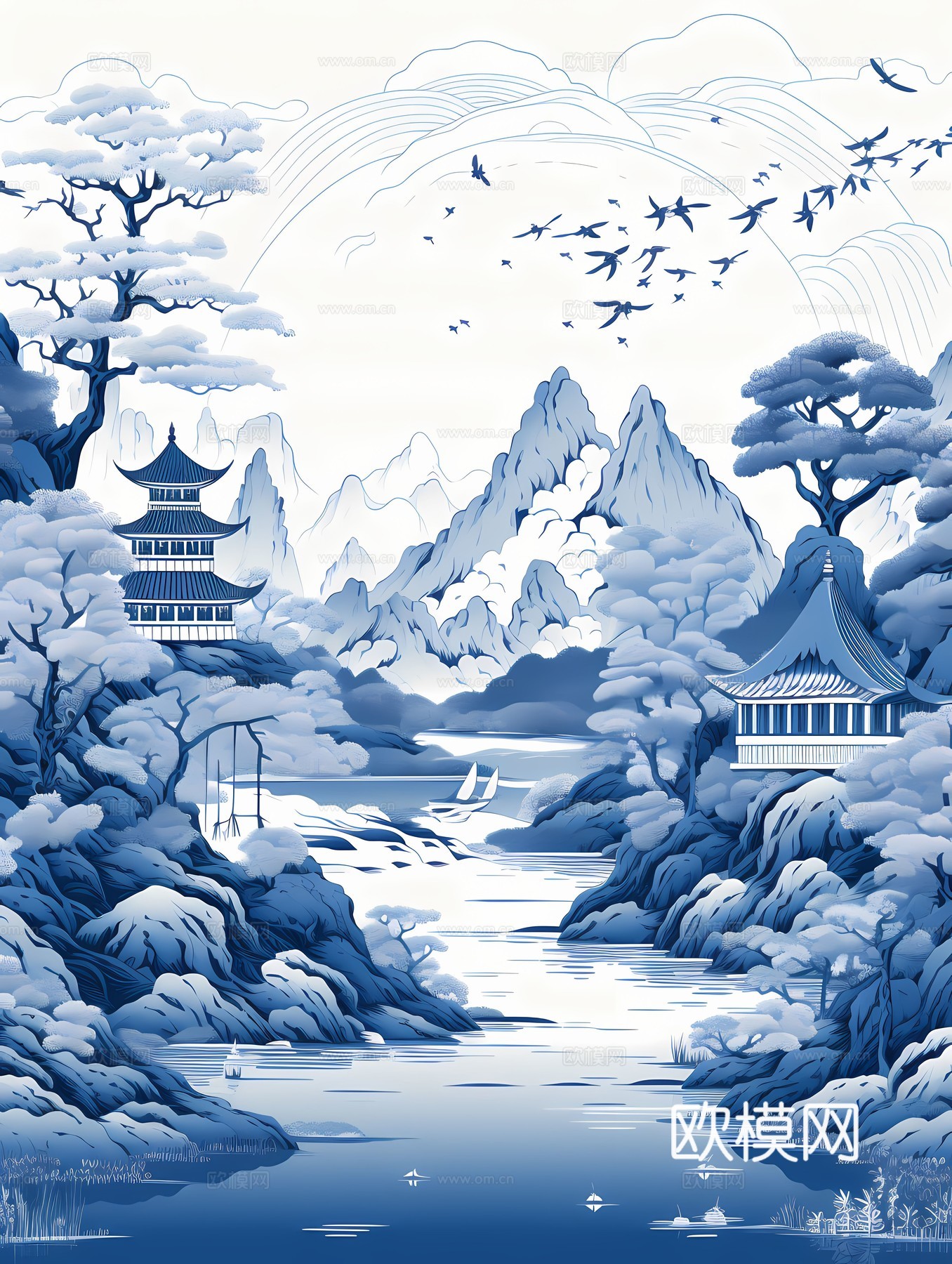 新中式国风壁纸壁画