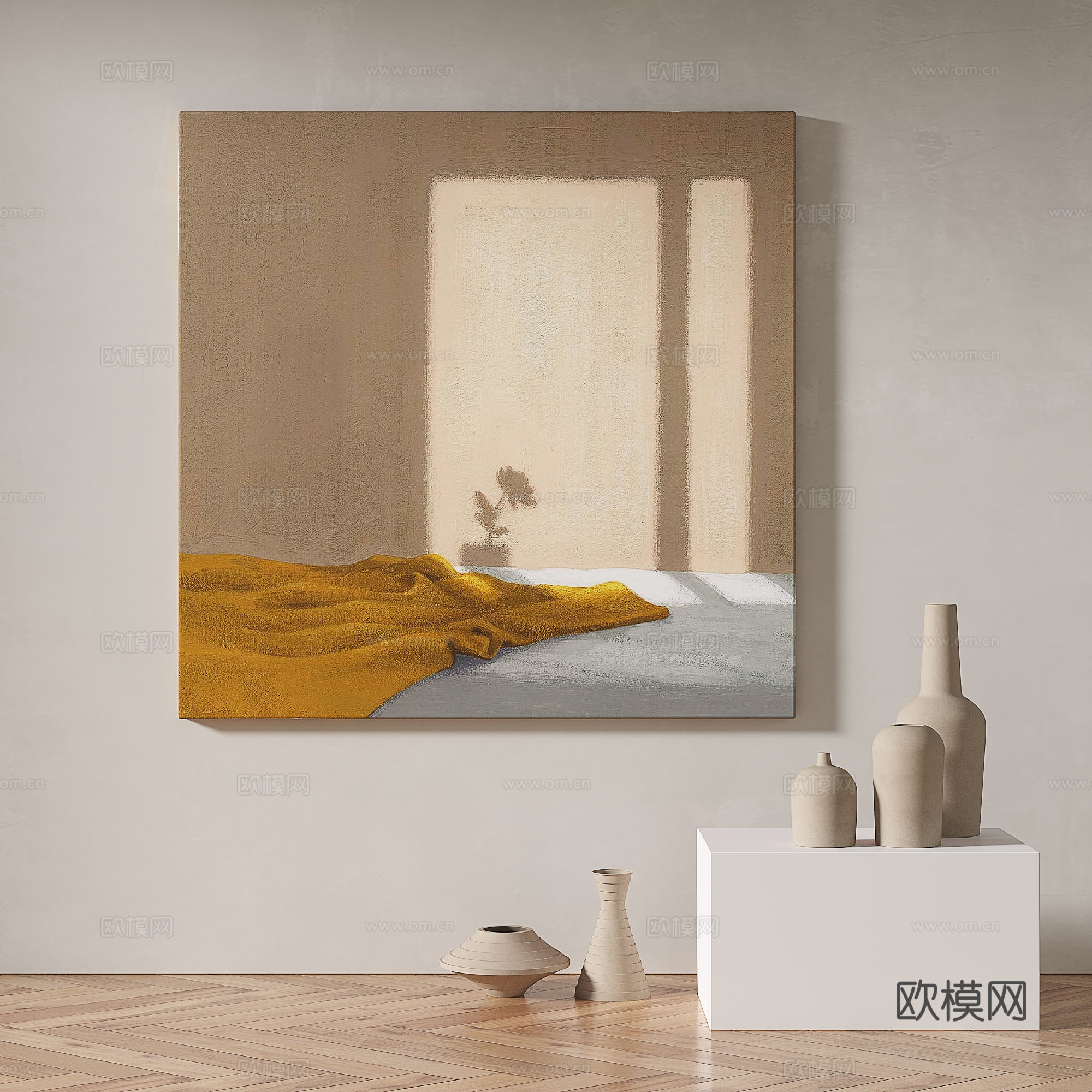 现代，简约，抽象，装饰画3d模型