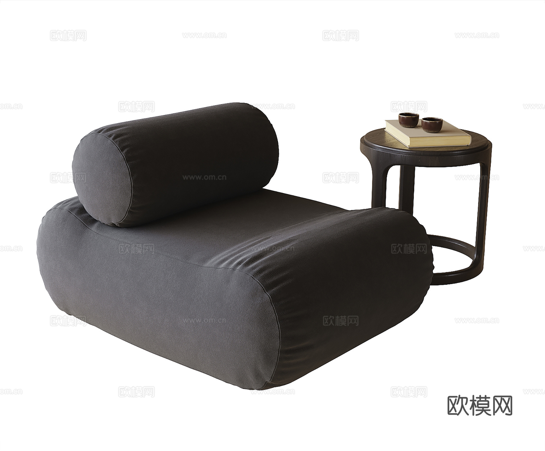 现代懒人沙发 沙发凳 边几角几su模型