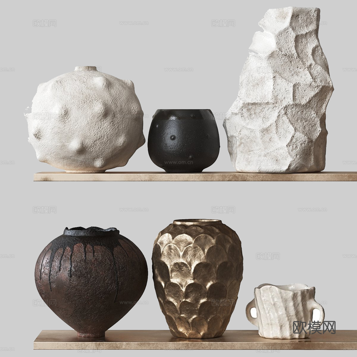 侘寂罐子 陶罐 酒坛 茶叶罐 陶罐器皿3d模型