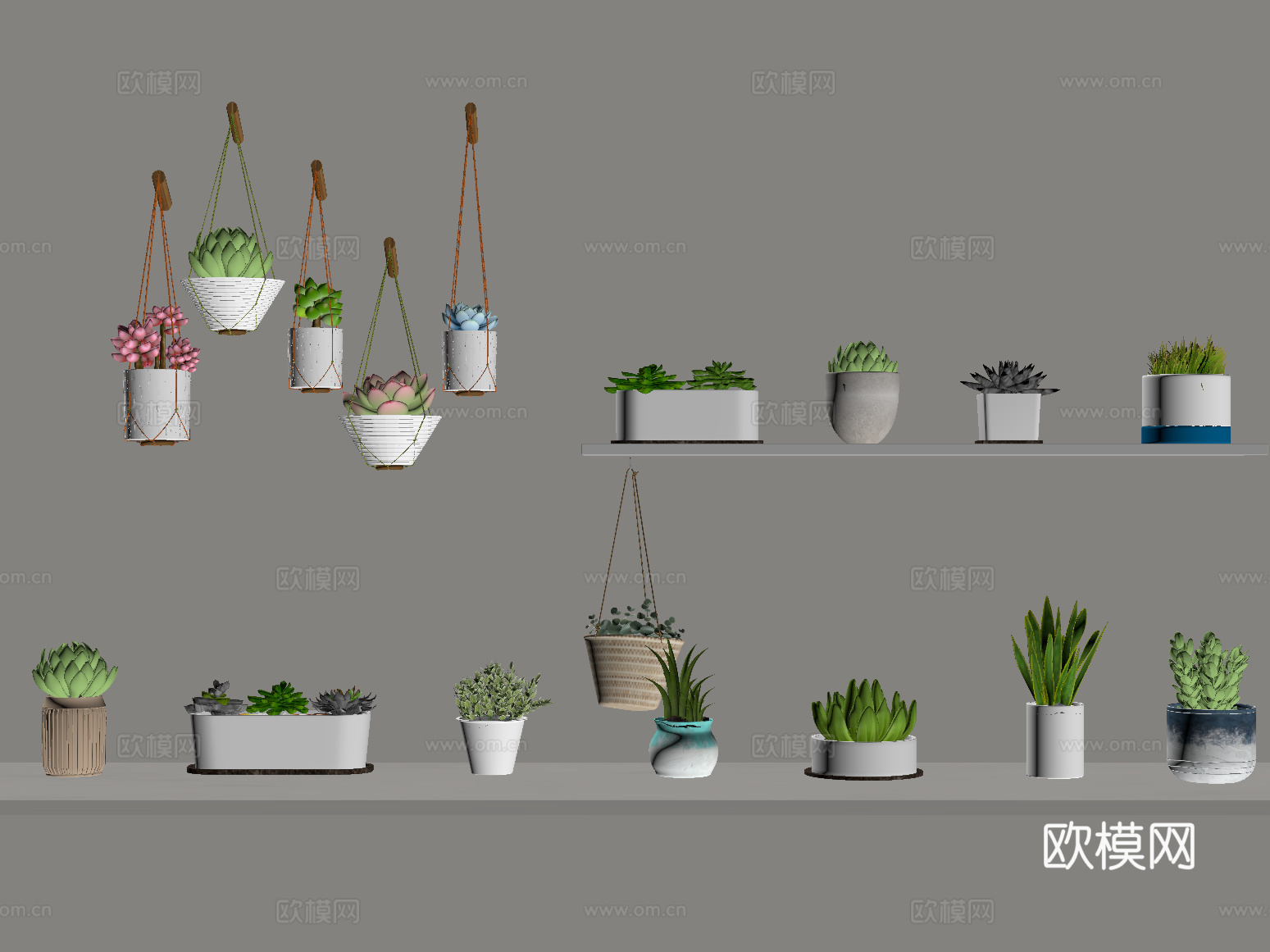 现代盆栽绿植su模型