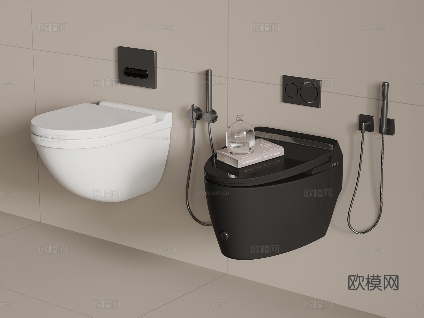 马桶 现代壁挂式智能马桶3d模型