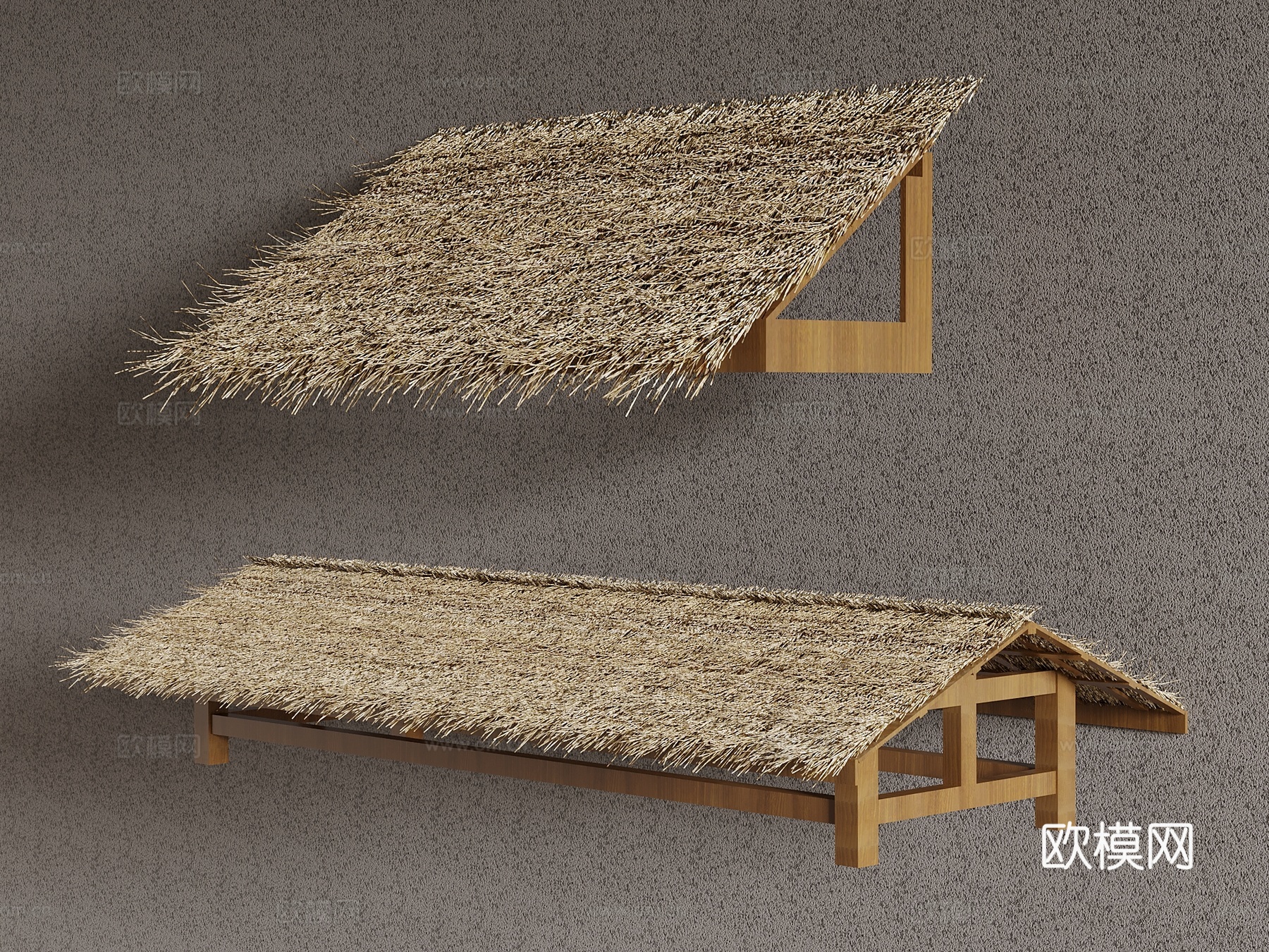 新中式屋檐 茅草屋檐3d模型