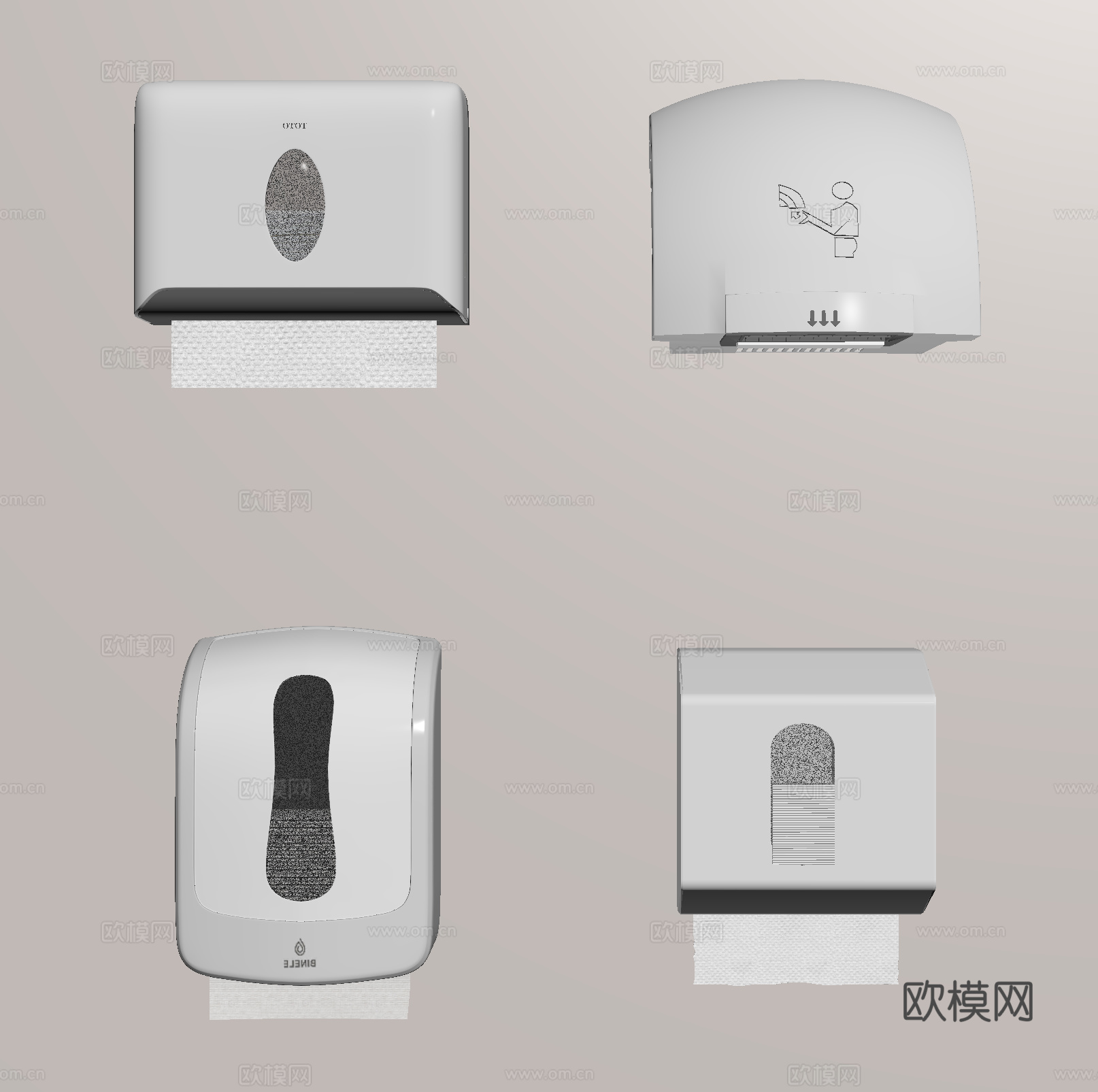 壁挂式纸巾盒 抽纸盒 干手机su模型