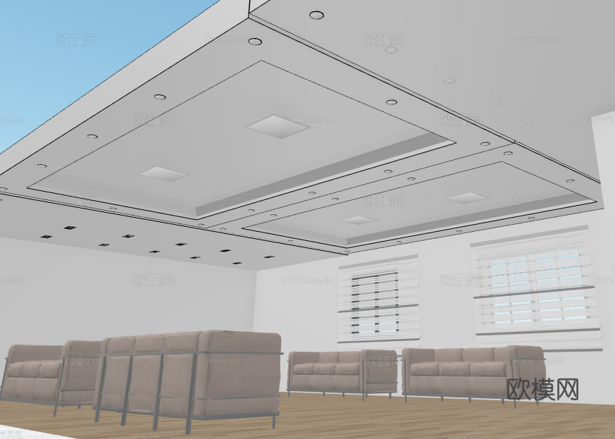 办公空间 护墙板免费3d模型