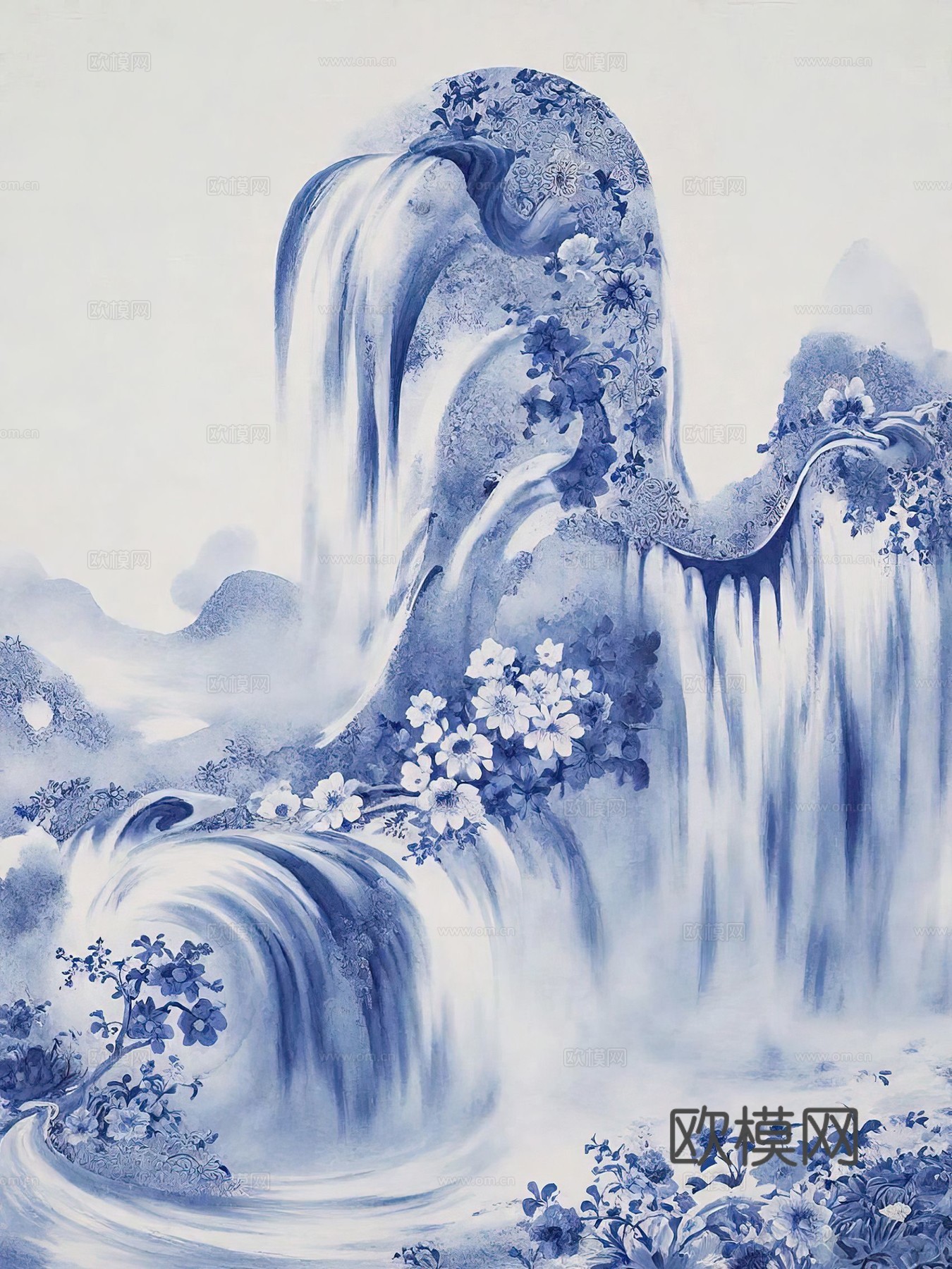 新中式国风壁纸壁画下载（渲染图8）