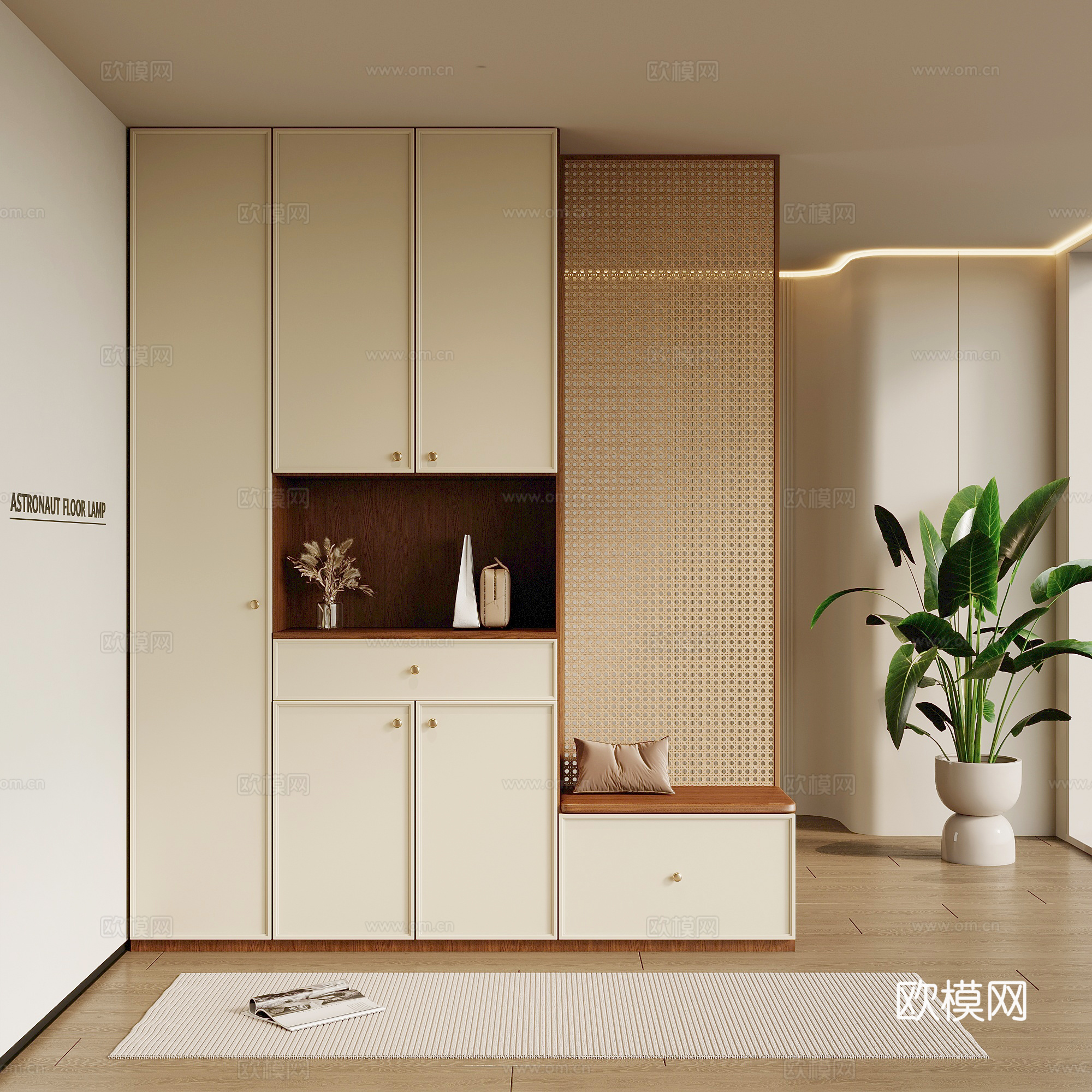 法式奶油风玄关 鞋柜3d模型