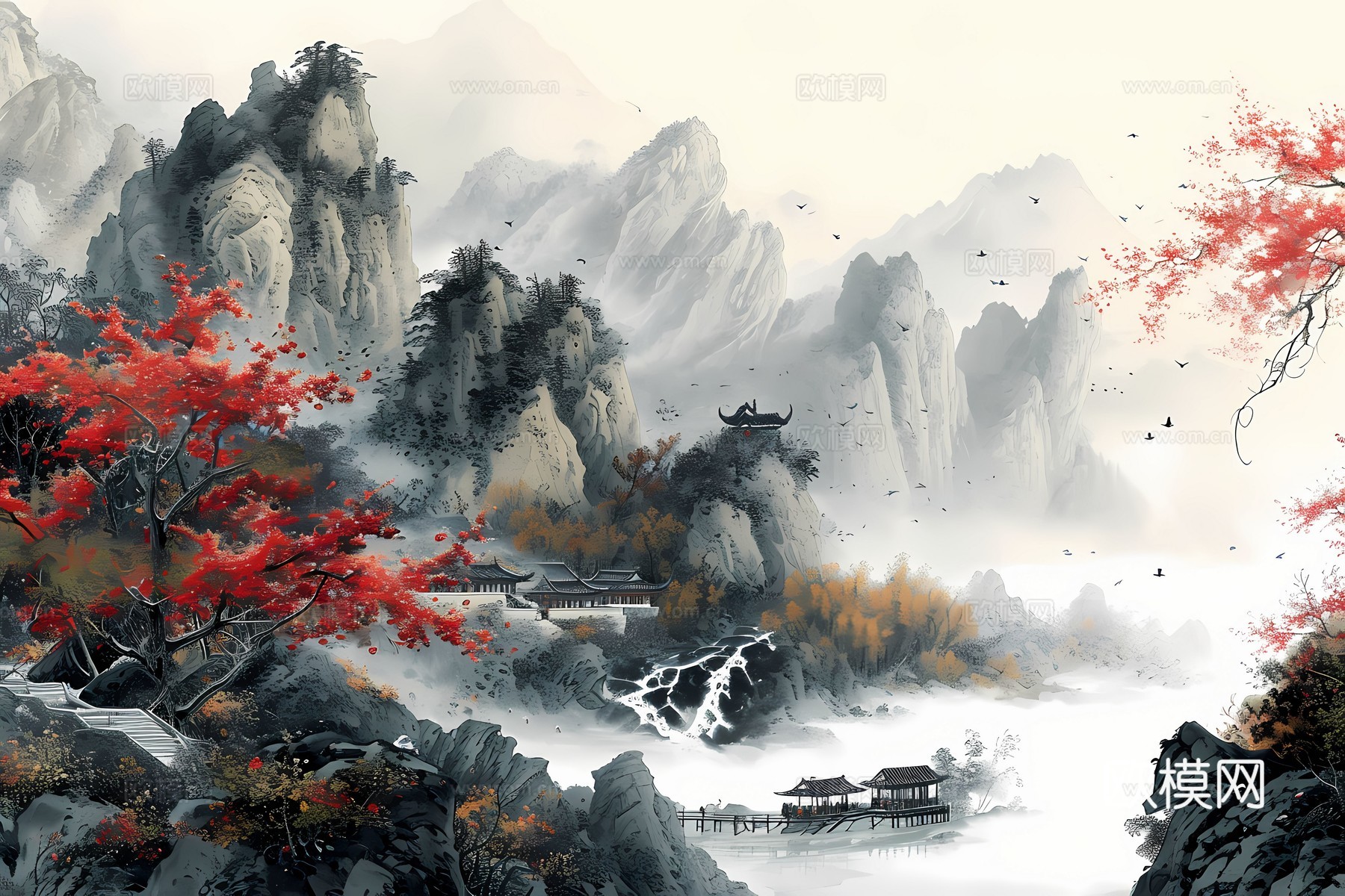 新中式国风壁纸壁画