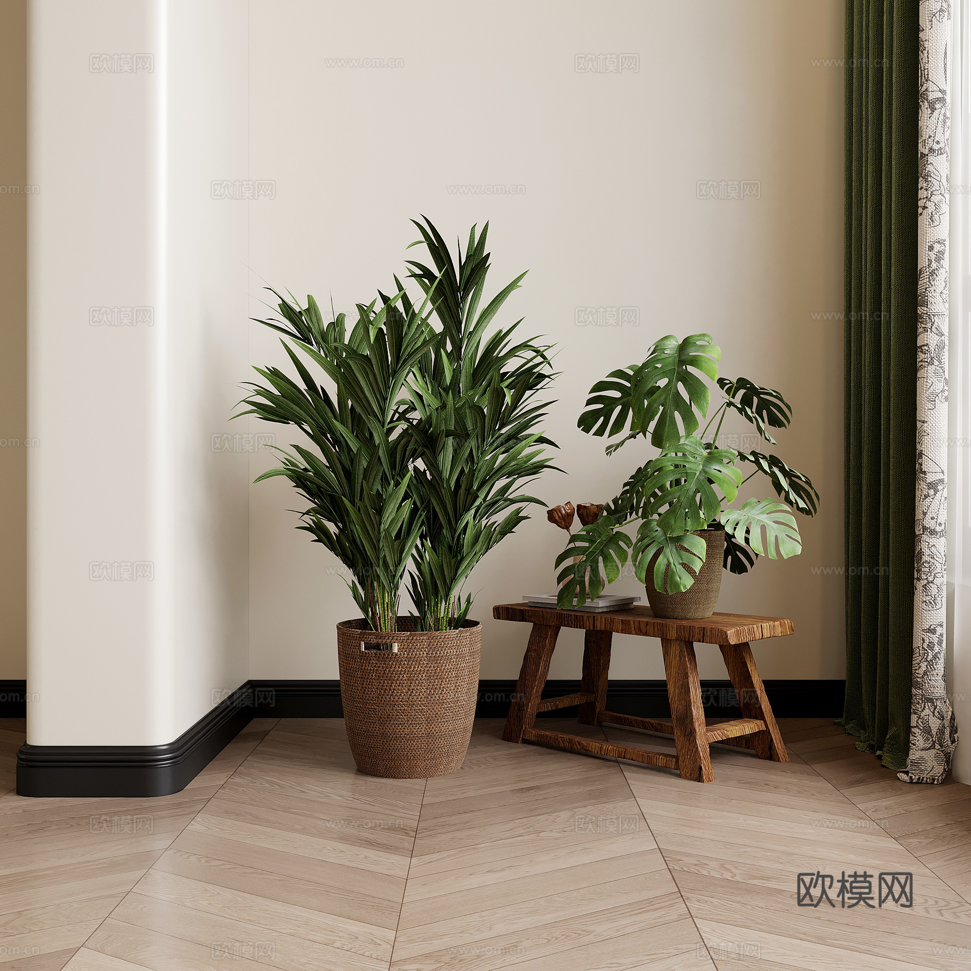 绿植 现代绿植 盆栽盆景 龟背竹 树su模型