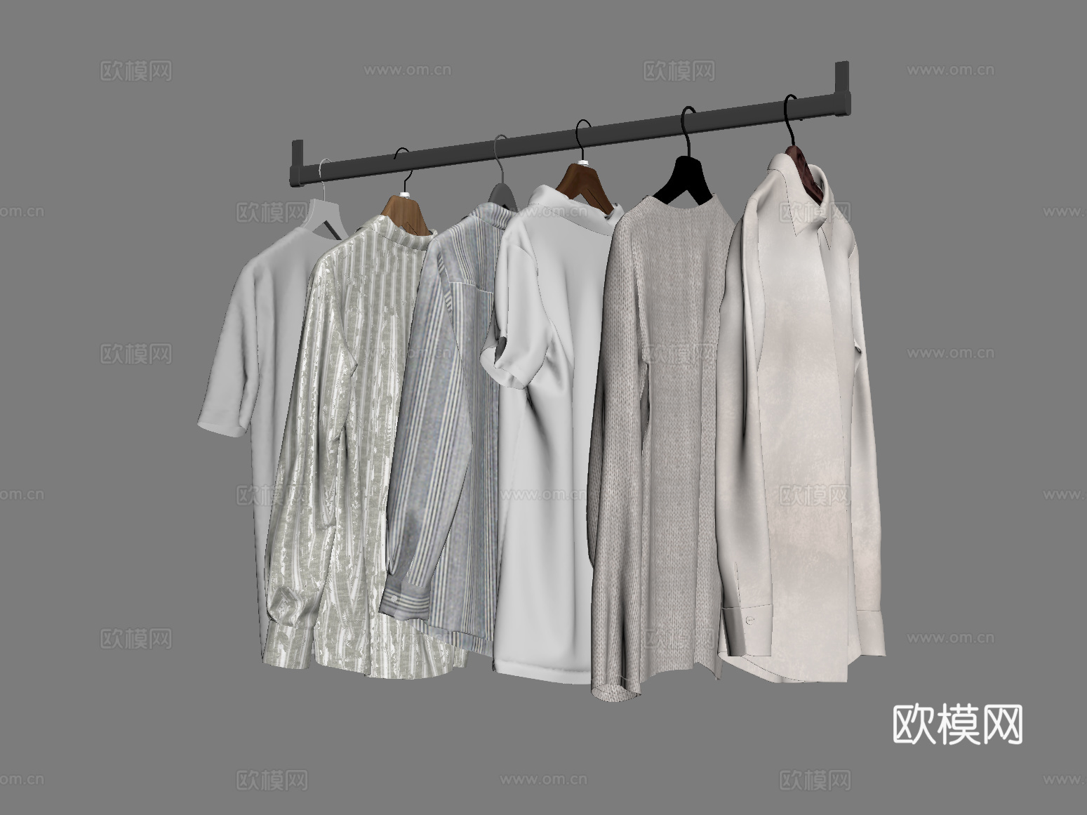 衣服 现代服饰 挂衣杆 衣服su模型