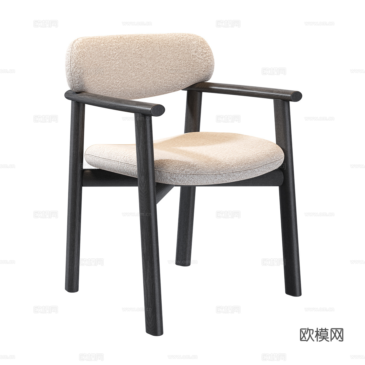 Marelli 中古风单椅 扶手椅 餐椅 木椅 布椅3d模型