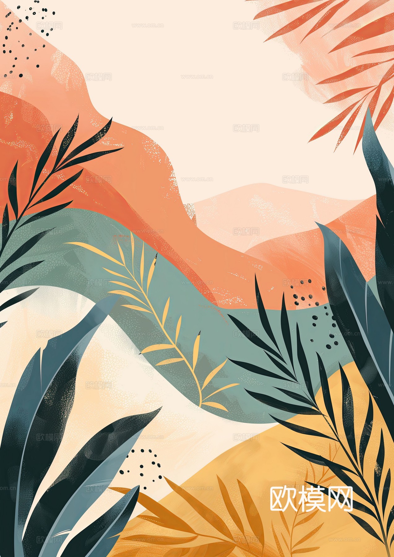 文艺小清新简约现代装饰画下载（渲染图3）