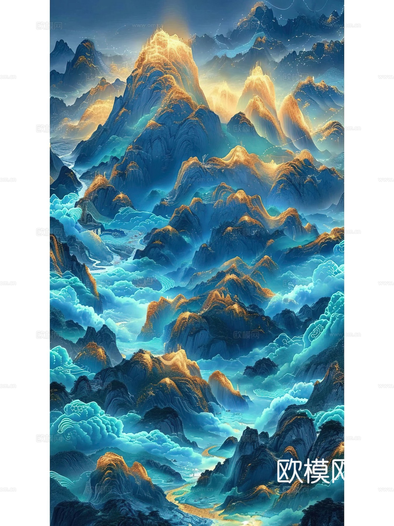 新中式国风壁纸壁画下载（渲染图6）