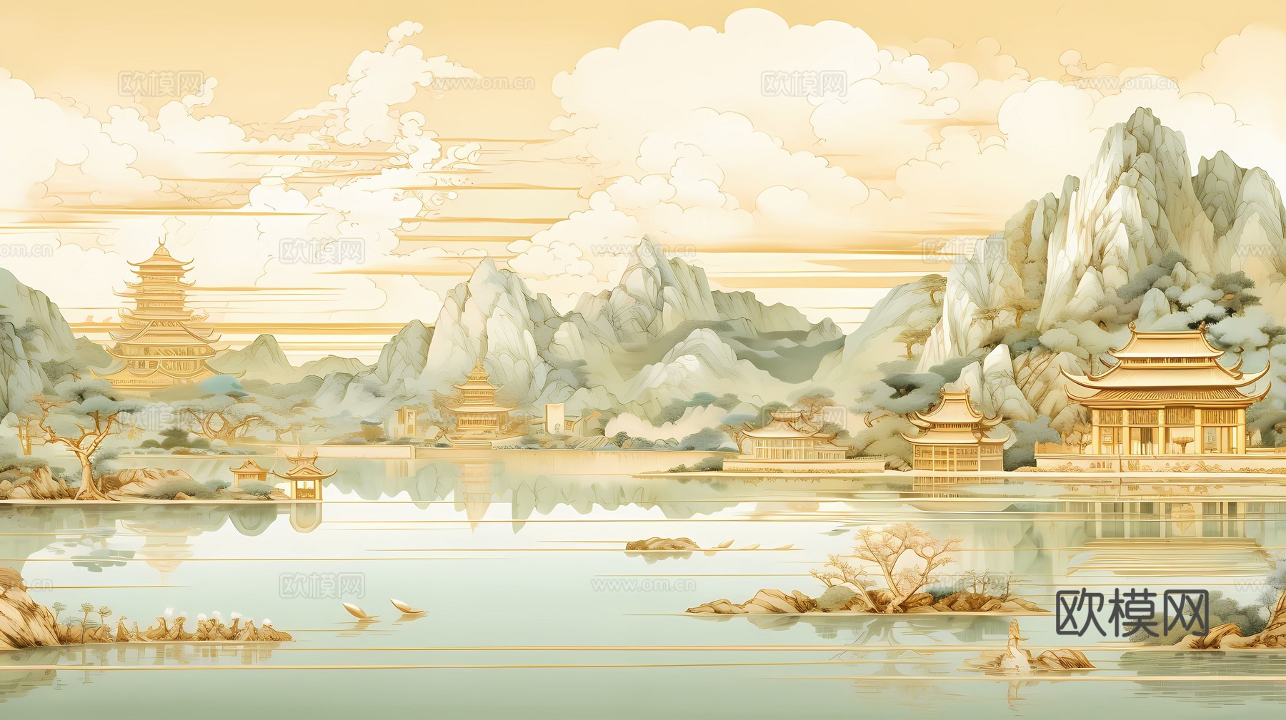 新中式国风壁纸壁画