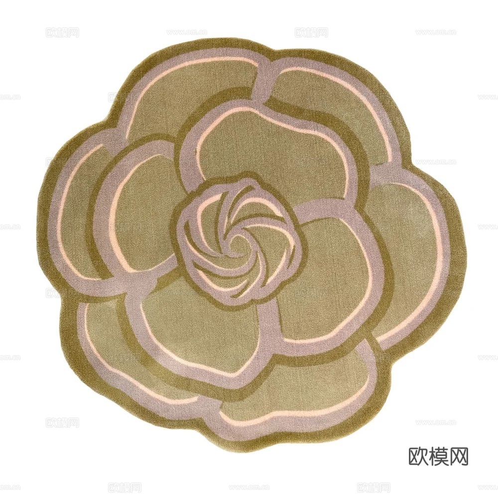 北欧中古异形花朵复古地毯su模型