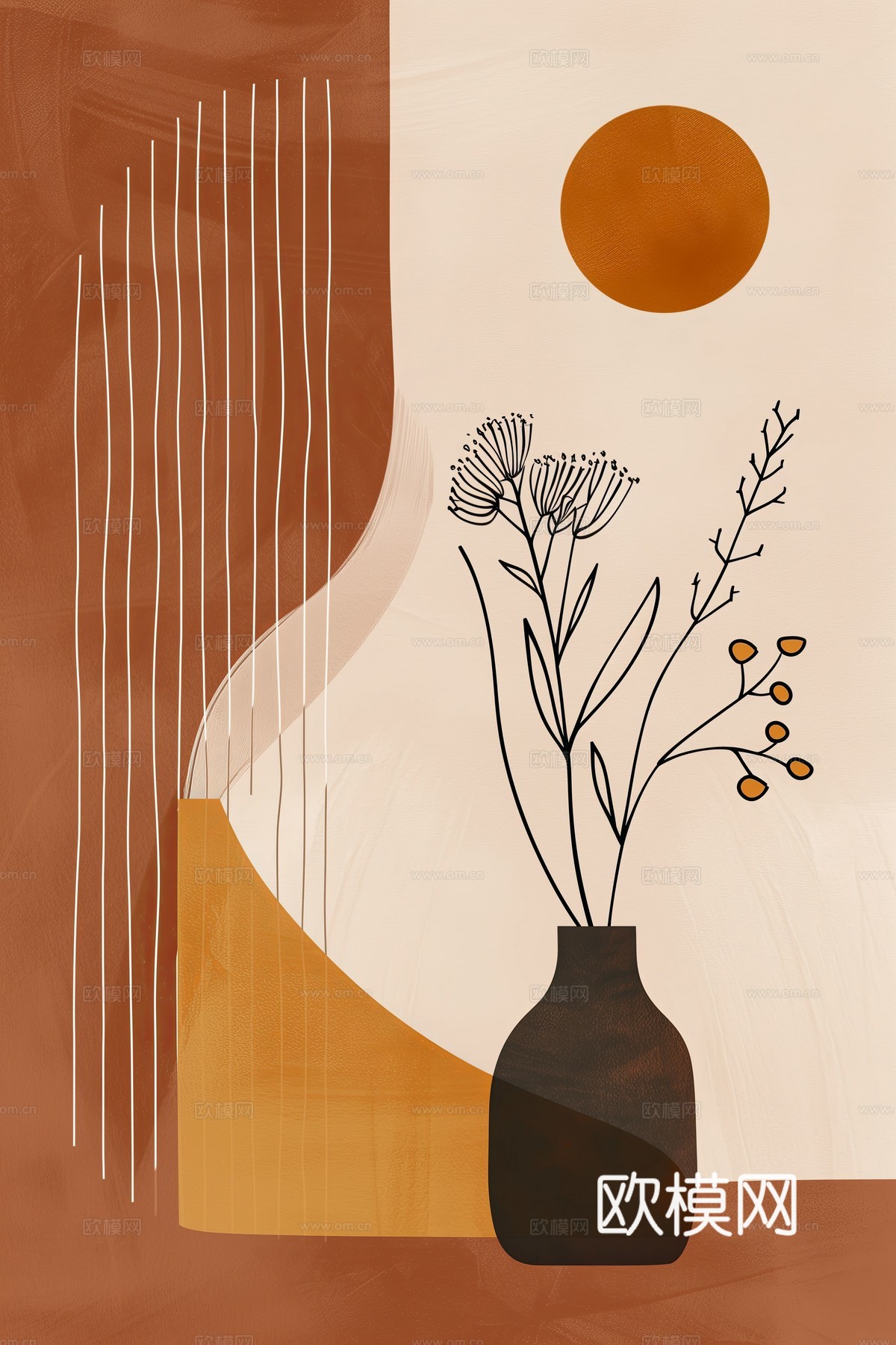 文艺小清新简约现代装饰画下载（渲染图5）