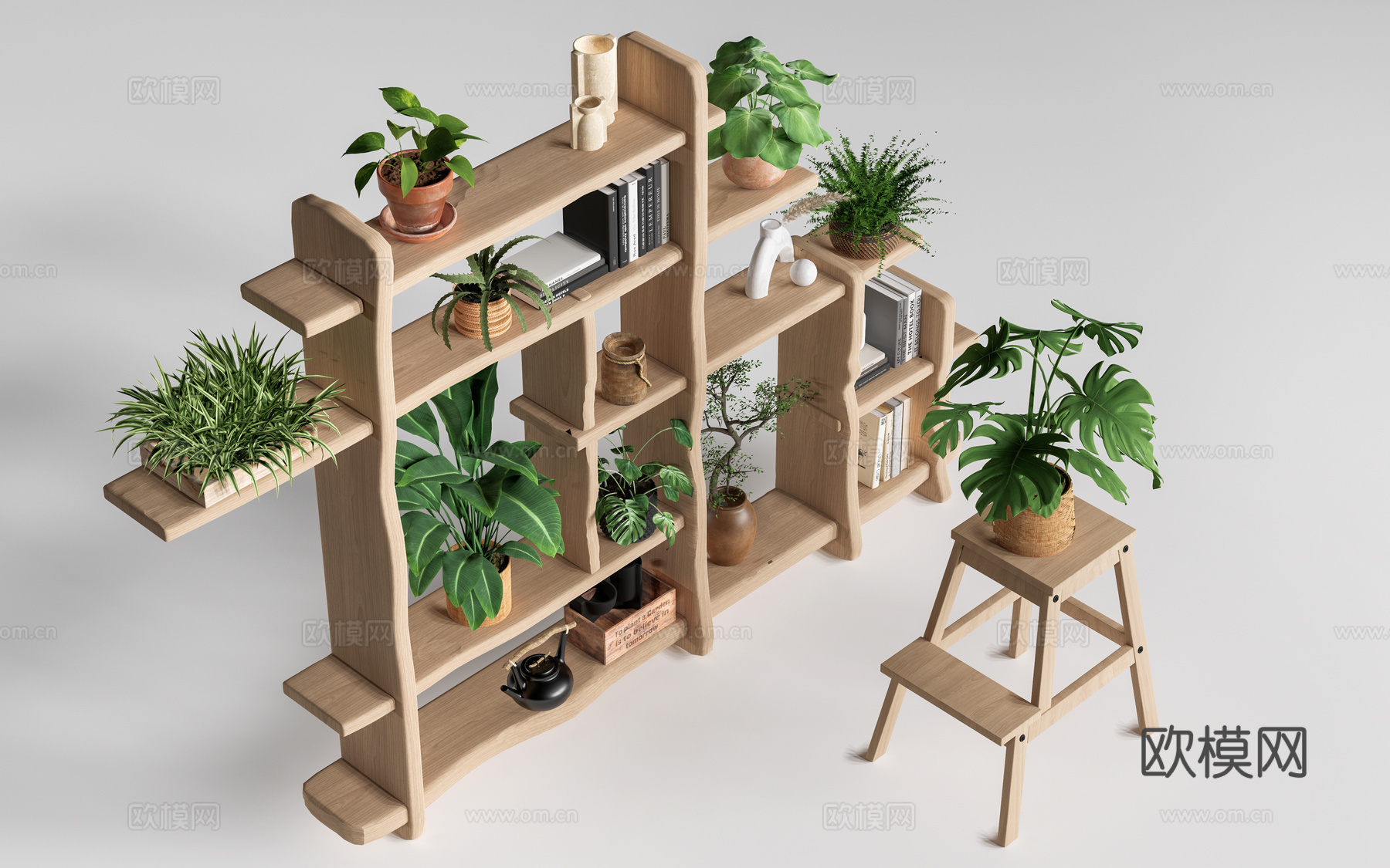 现代花架 置物架 盆景 植物装饰架su模型