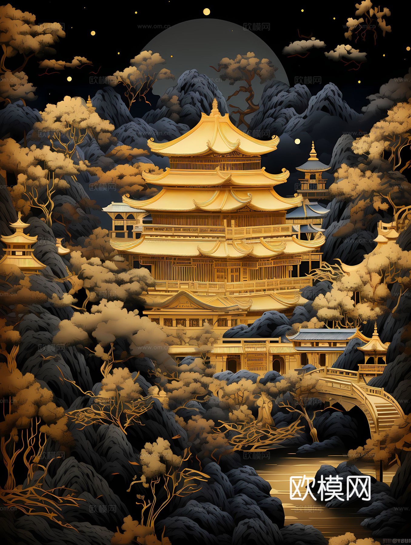 新中式国风壁纸壁画