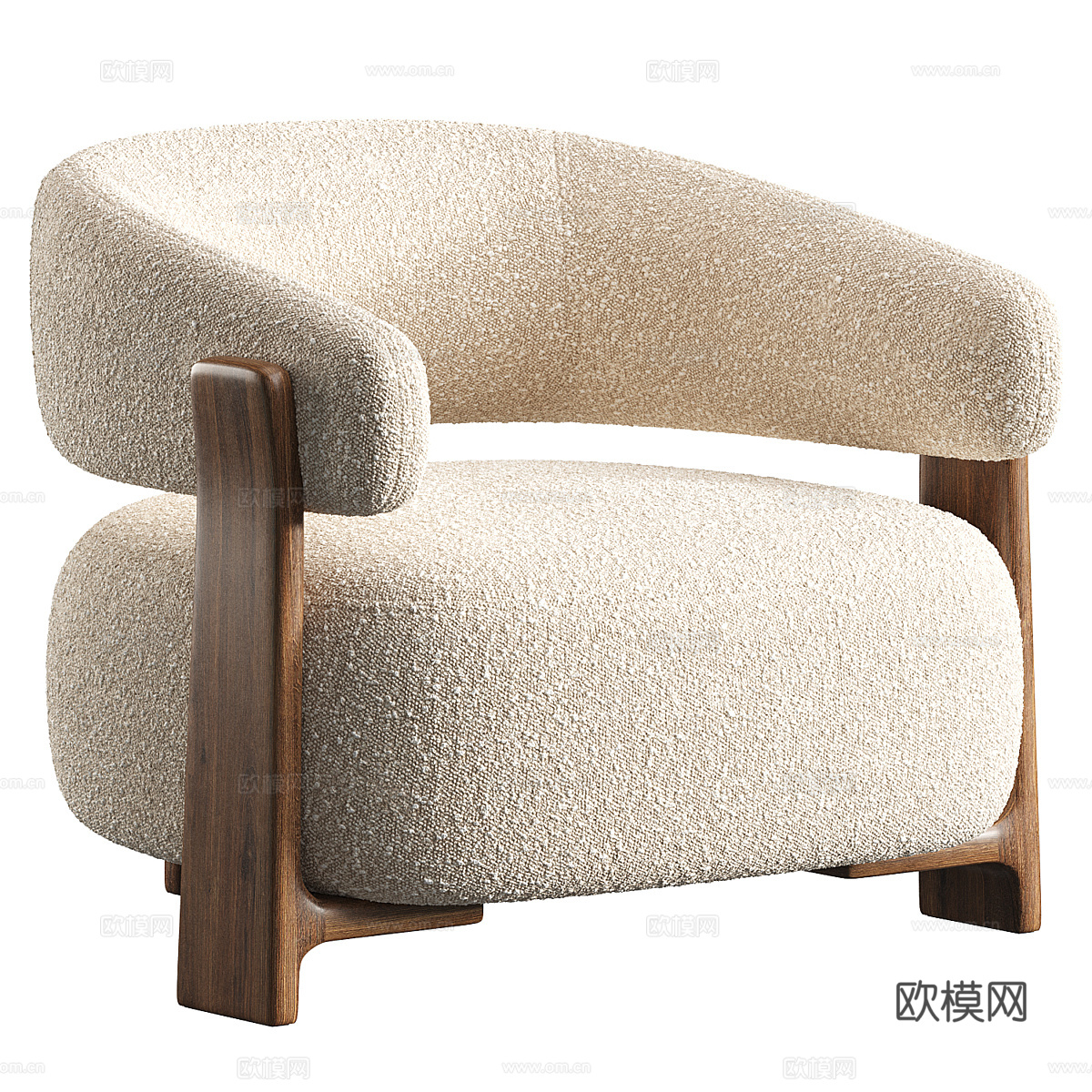 新中式布艺休闲椅3d模型