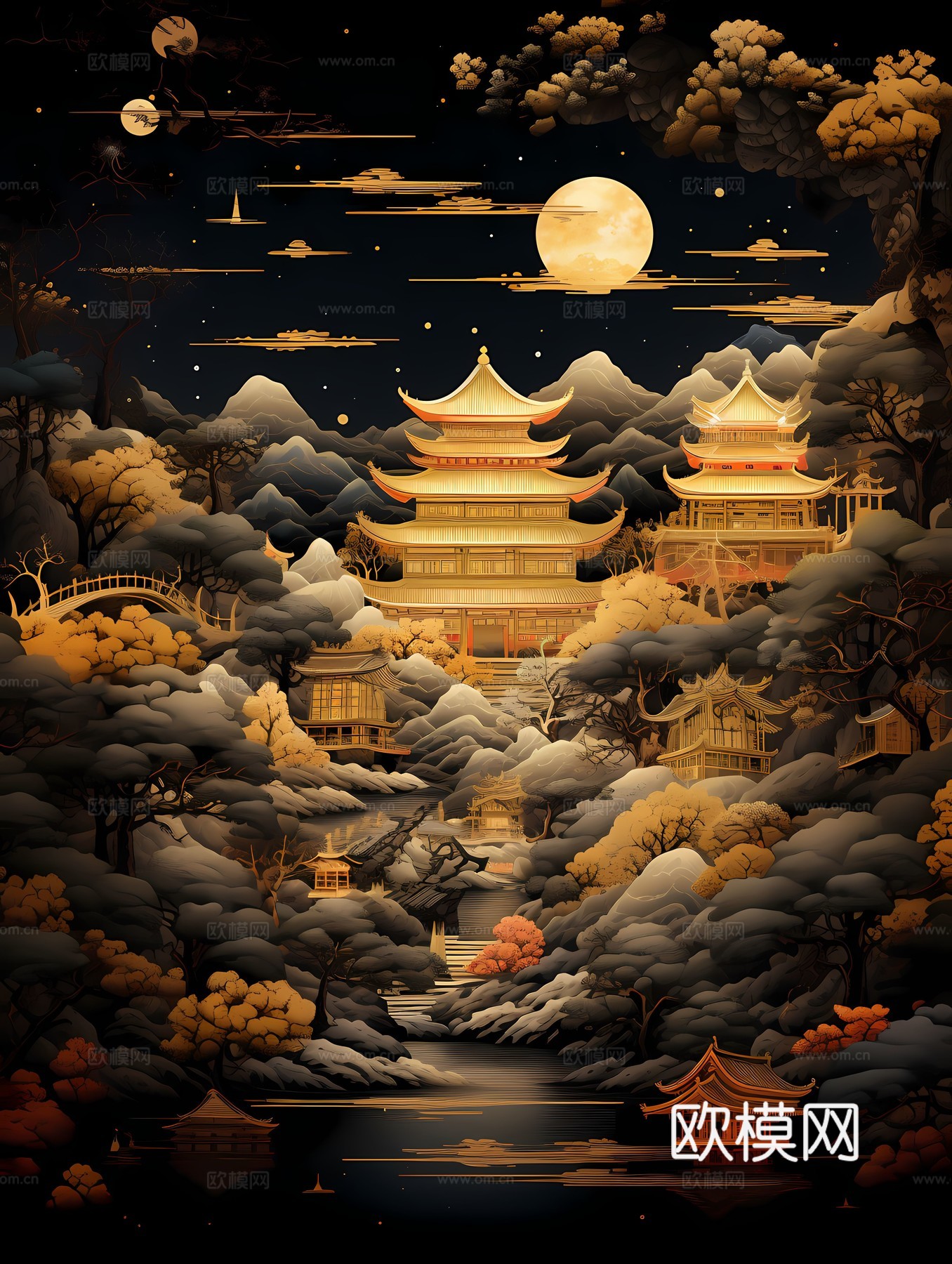 新中式国风壁纸壁画