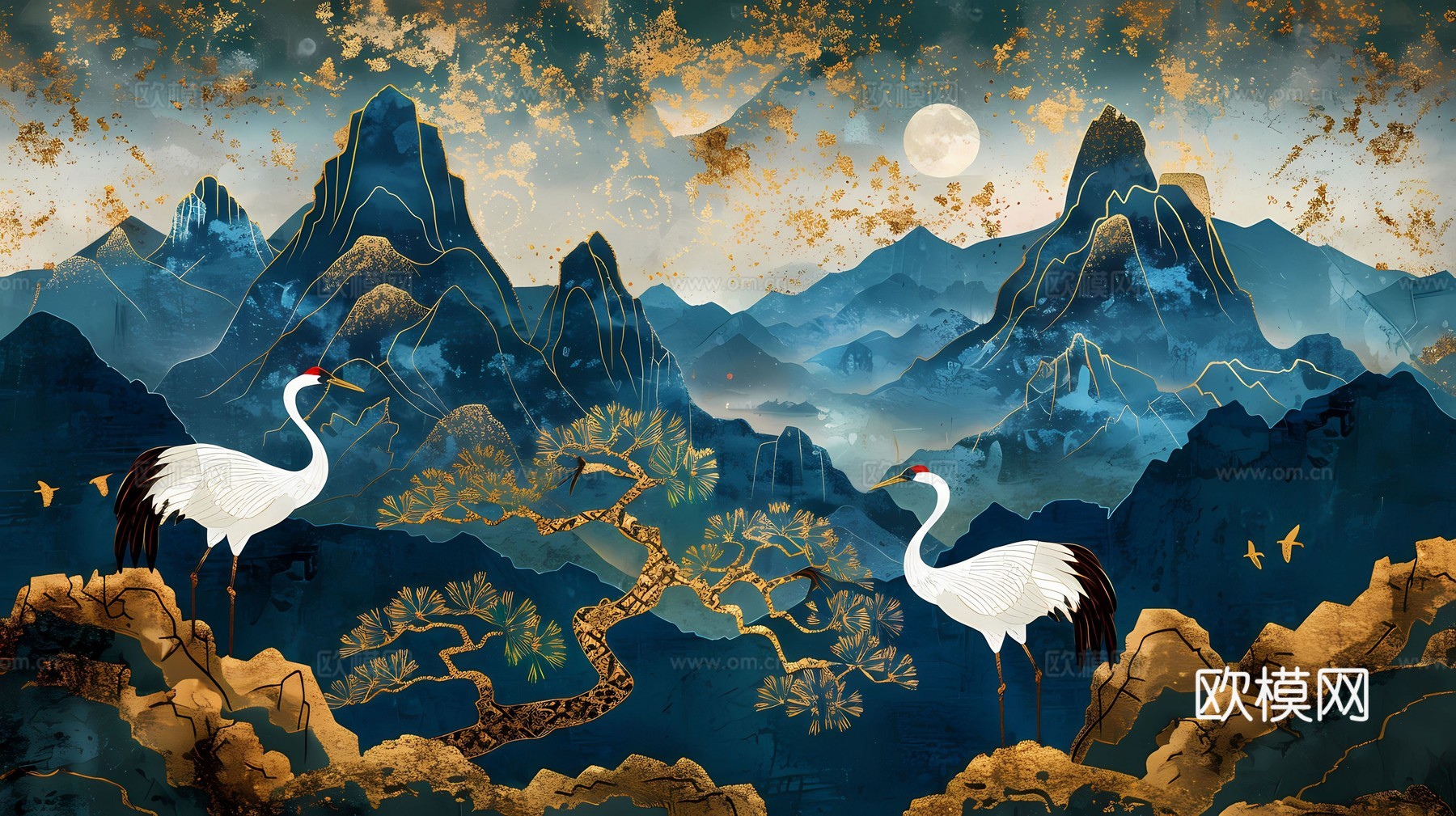 新中式国风壁纸壁画