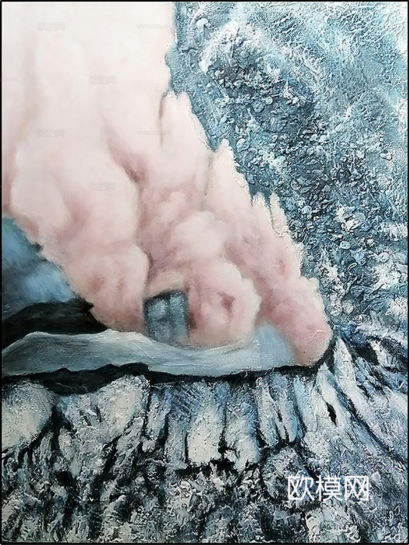 现代粉色烟雾油画装饰画贴图