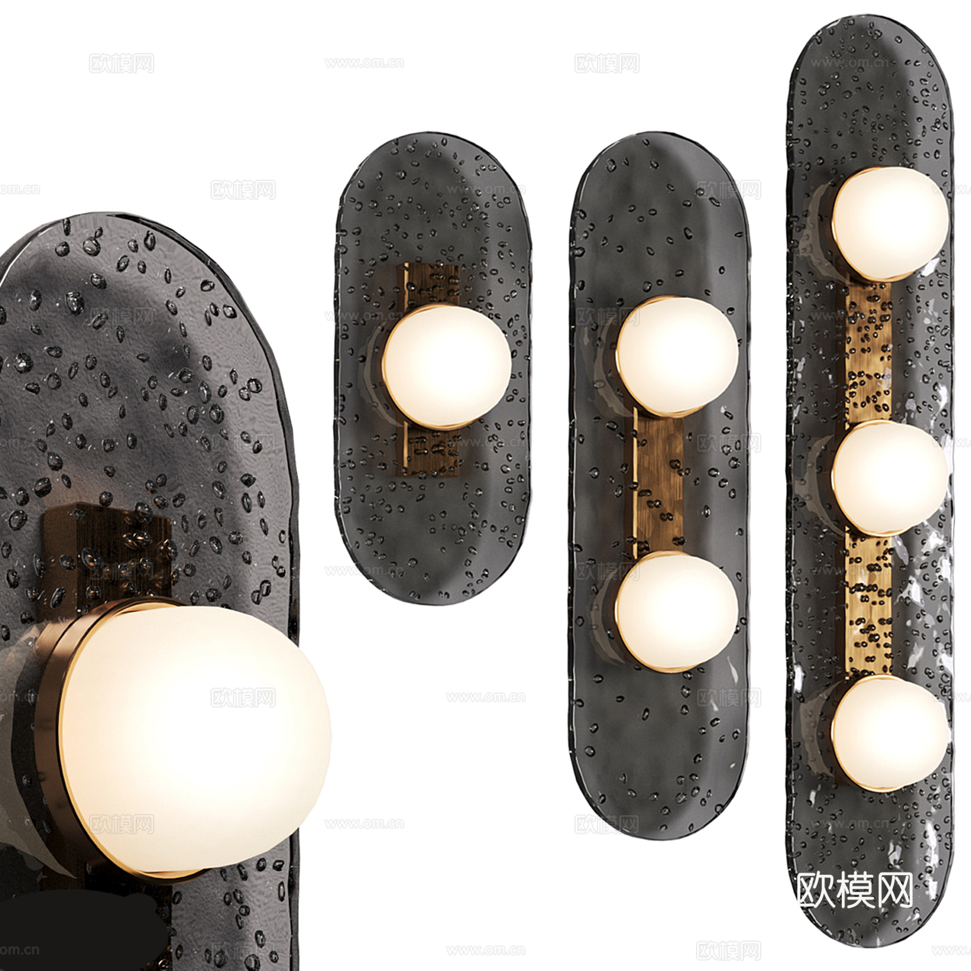 现代轻奢玻璃壁灯su模型