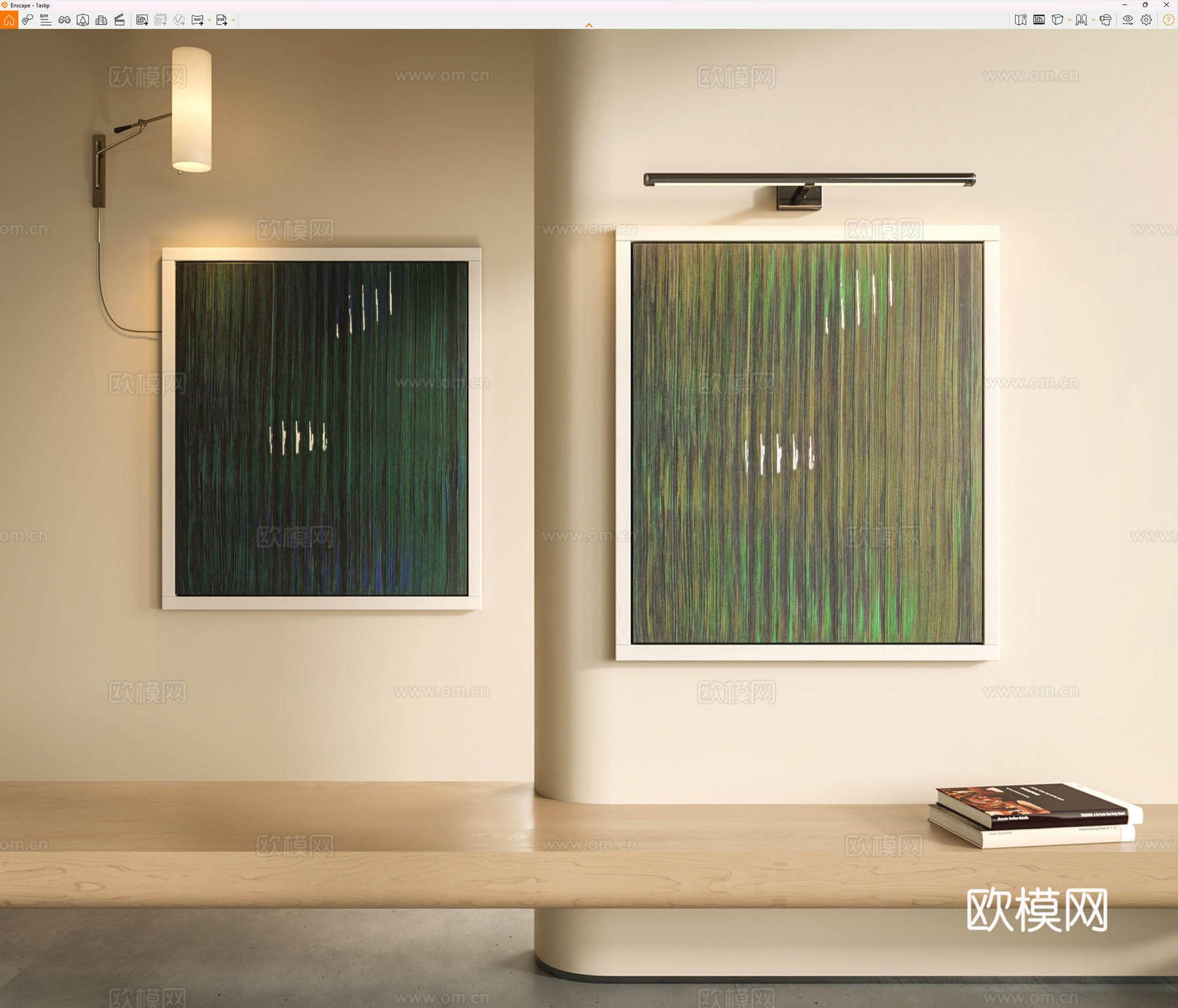 现代装饰画挂画 油画 玄关挂画 客厅挂画 抽象挂画组合su模型