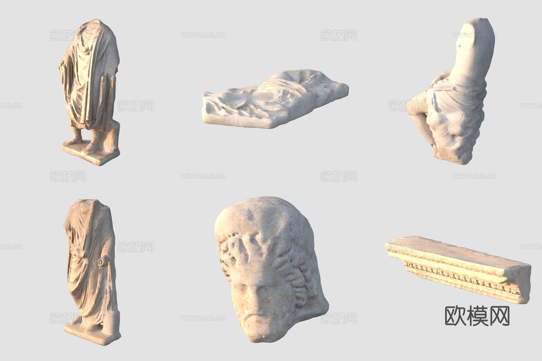欧洲人像雕塑3d模型